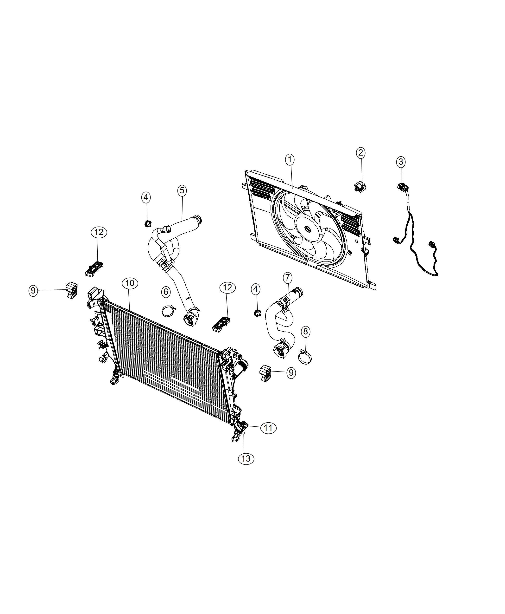 Diagram Radiator and Related Parts. for your Jeep