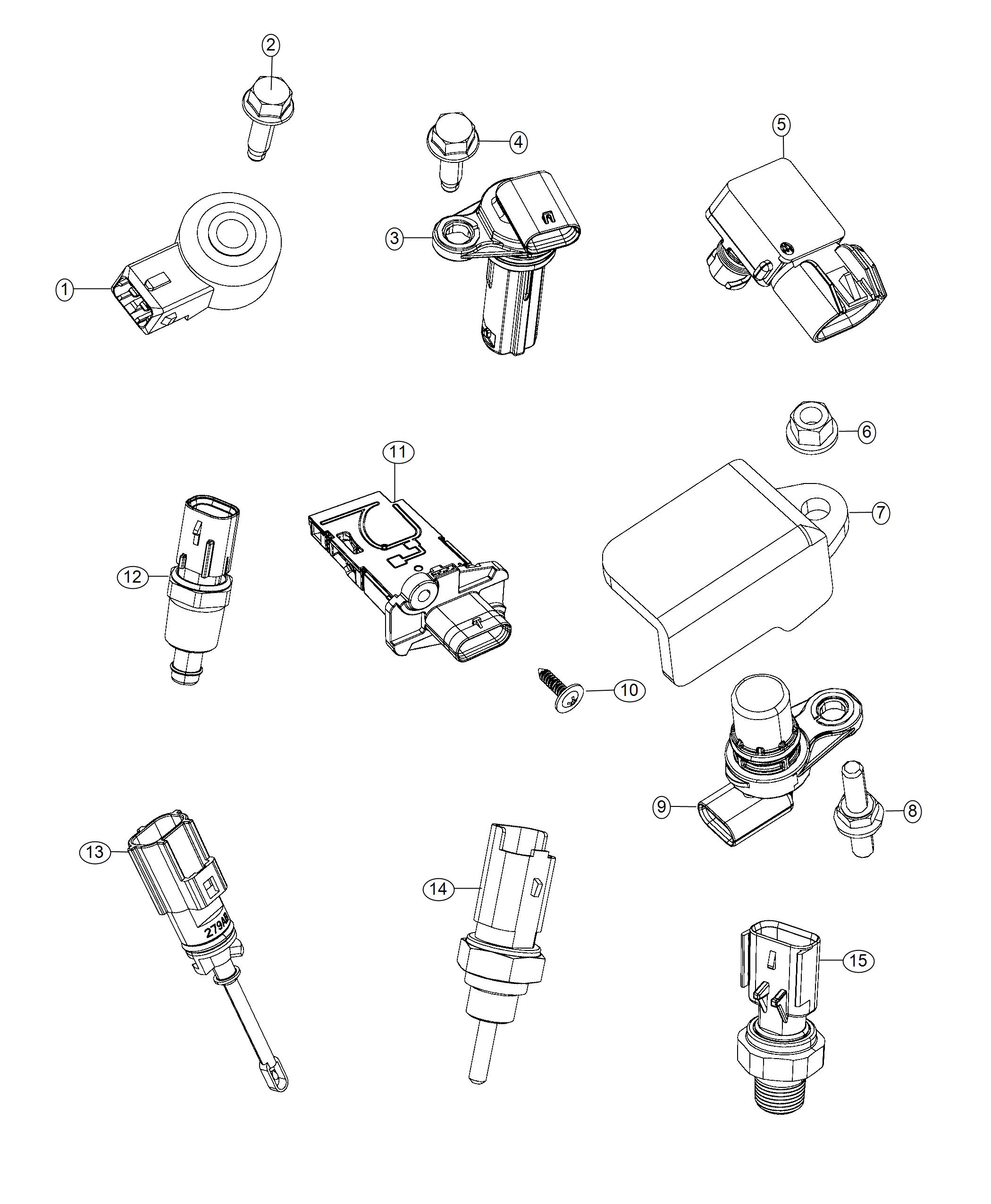 Diagram Sensors, Engine Compartment. for your Jeep