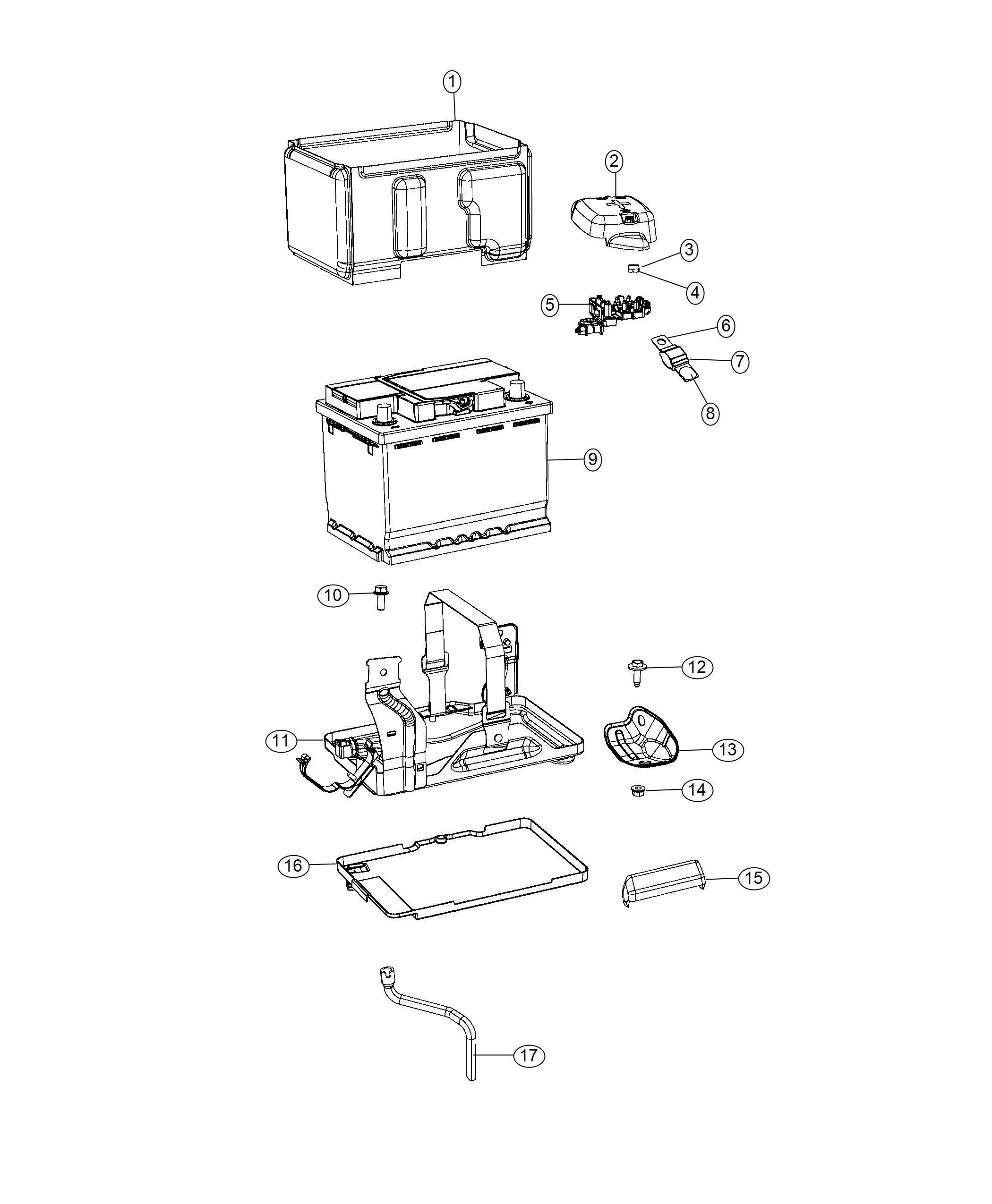 Battery, Tray And Support. Diagram