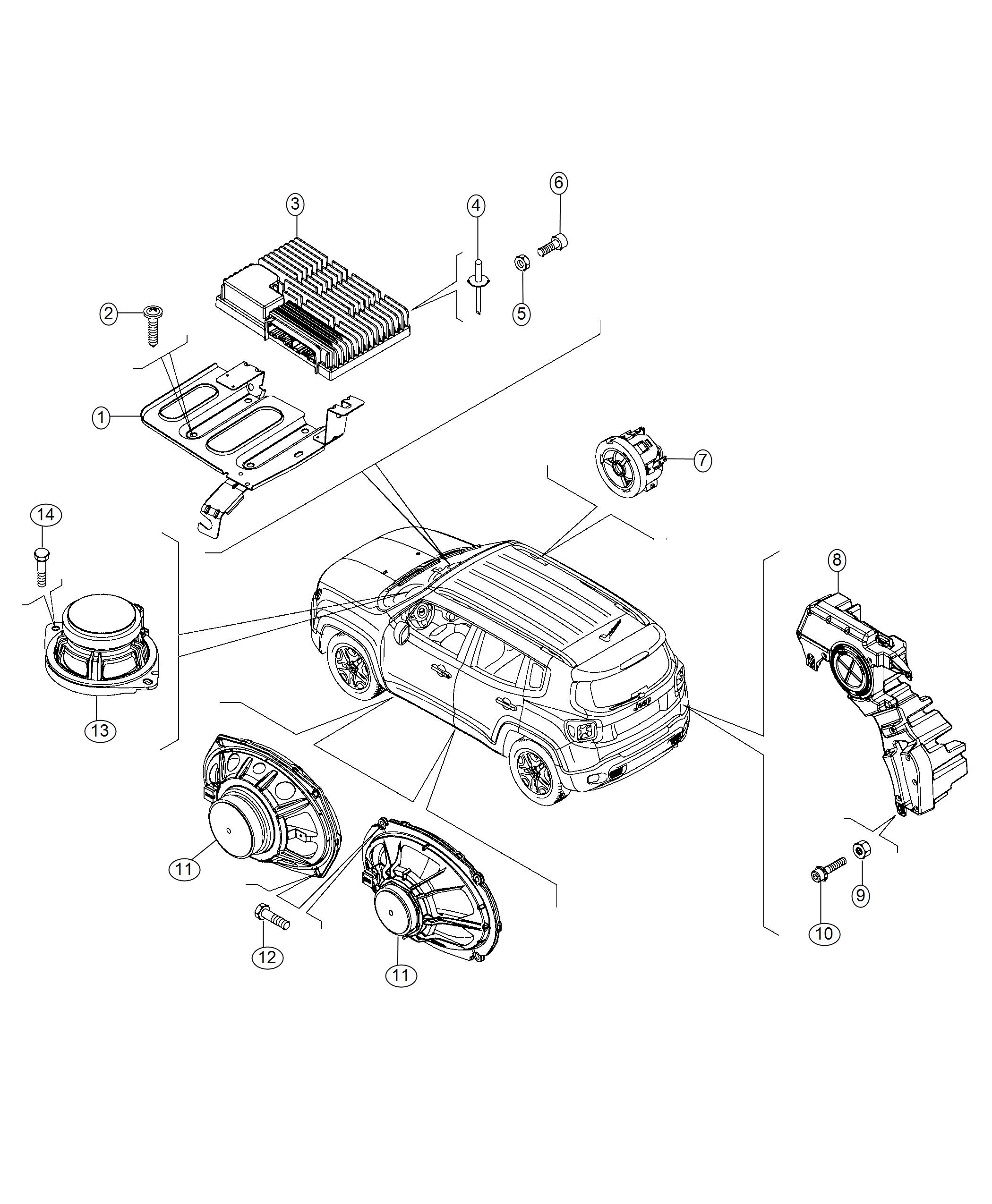 Diagram Speakers And Amplifiers. for your 1998 Jeep Wrangler   