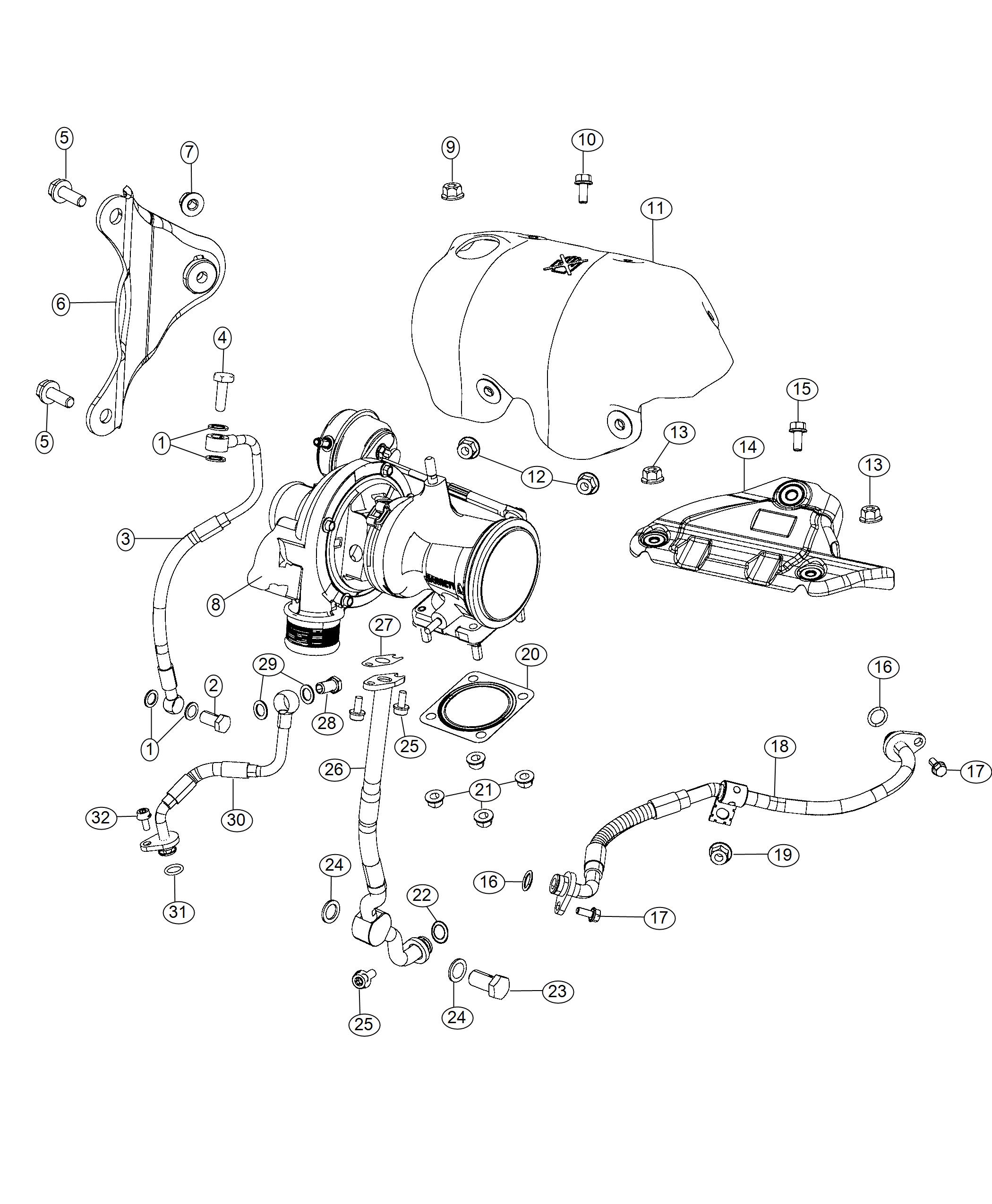 Diagram Turbocharger And Oil Hoses/Tubes 1.4L Turbo. for your Chrysler 300  M