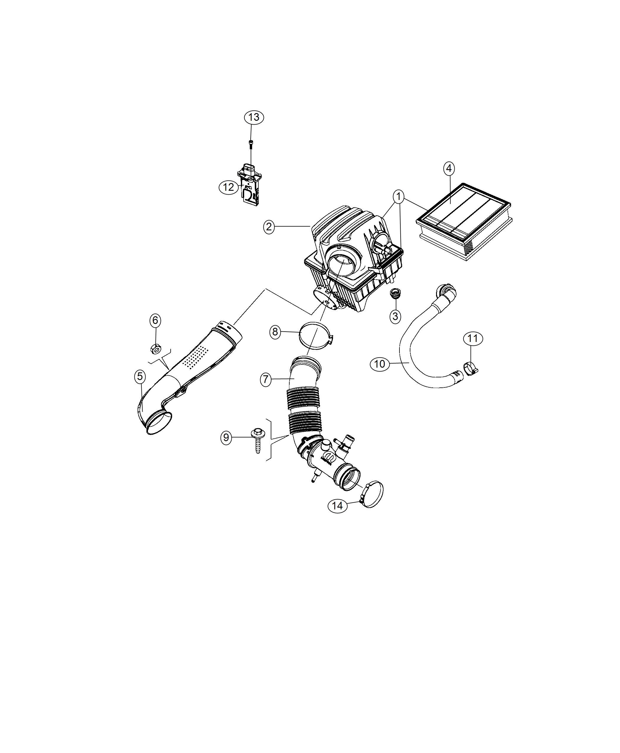 Diagram Air Cleaner, 2.4L [2.4L I4 MULTIAIR ENGINE], [2.4L I4 PZEV M-Air Engine]. for your Jeep