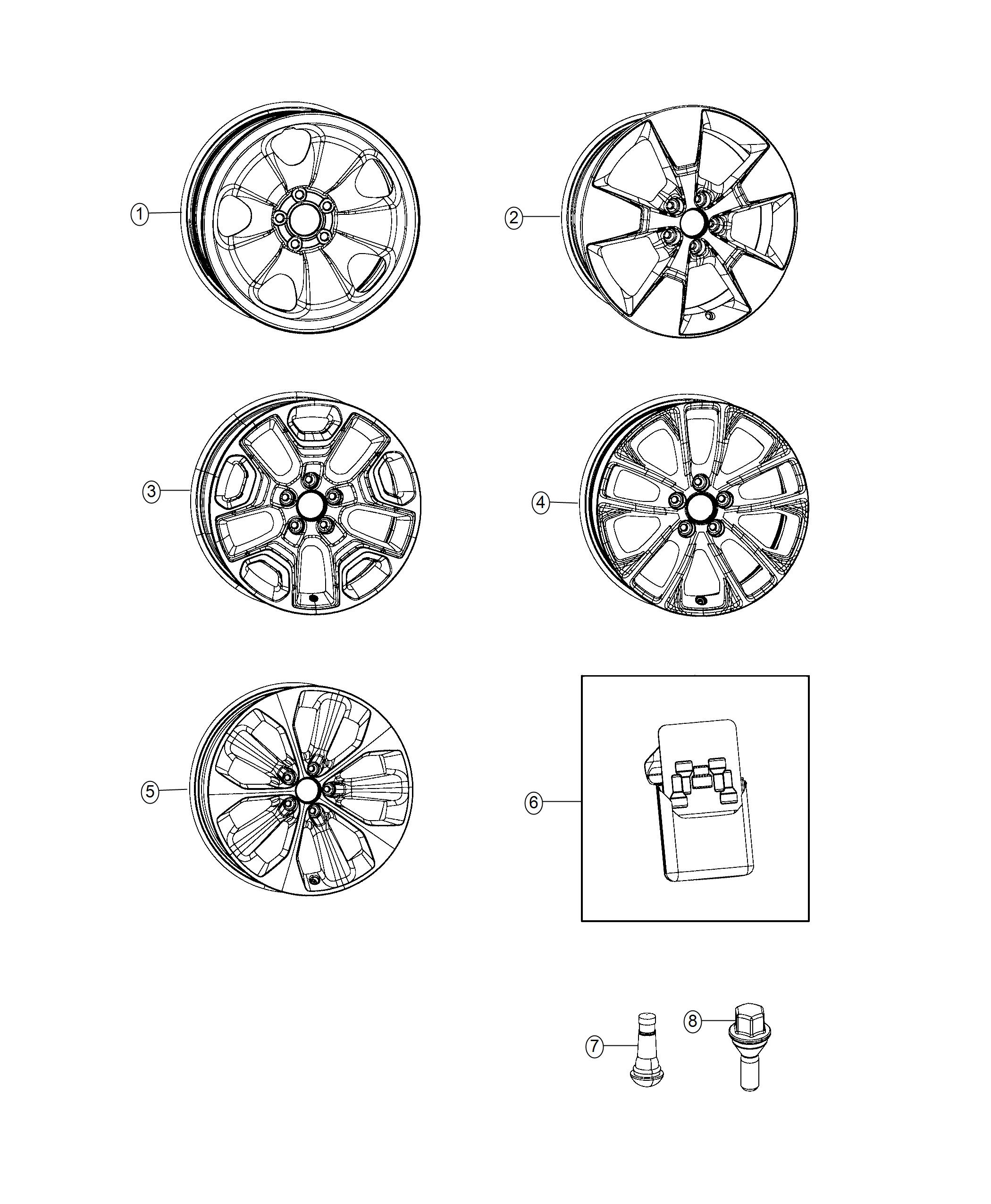 Diagram Wheels and Hardware. for your Dodge