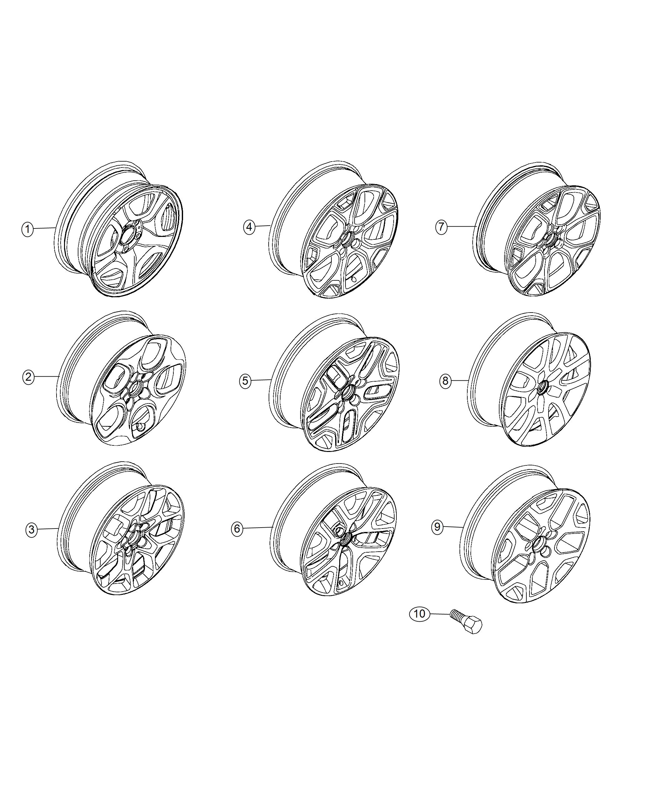 Diagram Wheels and Hardware. for your 2022 Jeep Renegade   