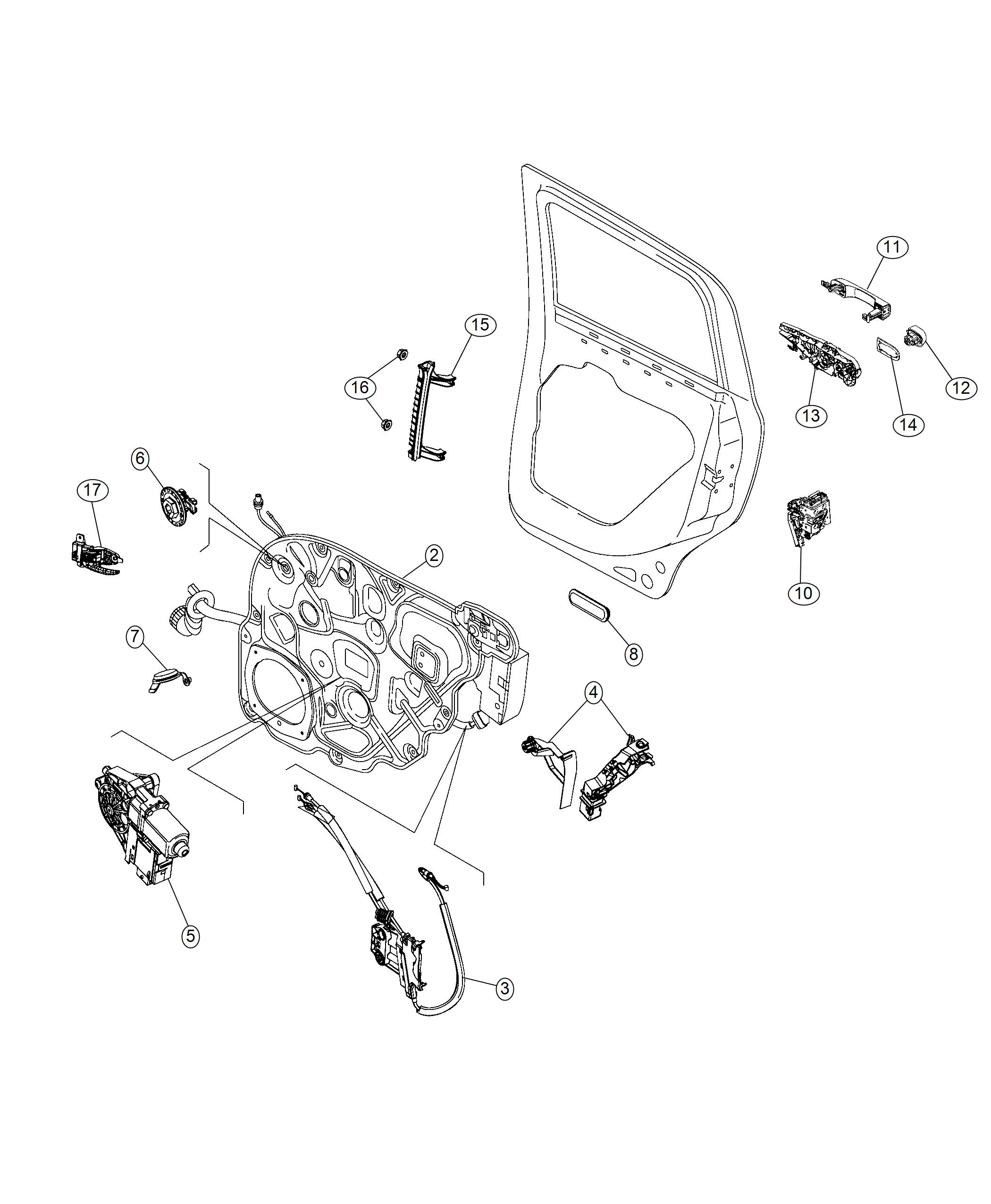 Diagram Rear Door, Hardware Components. for your 2001 Chrysler 300  M 