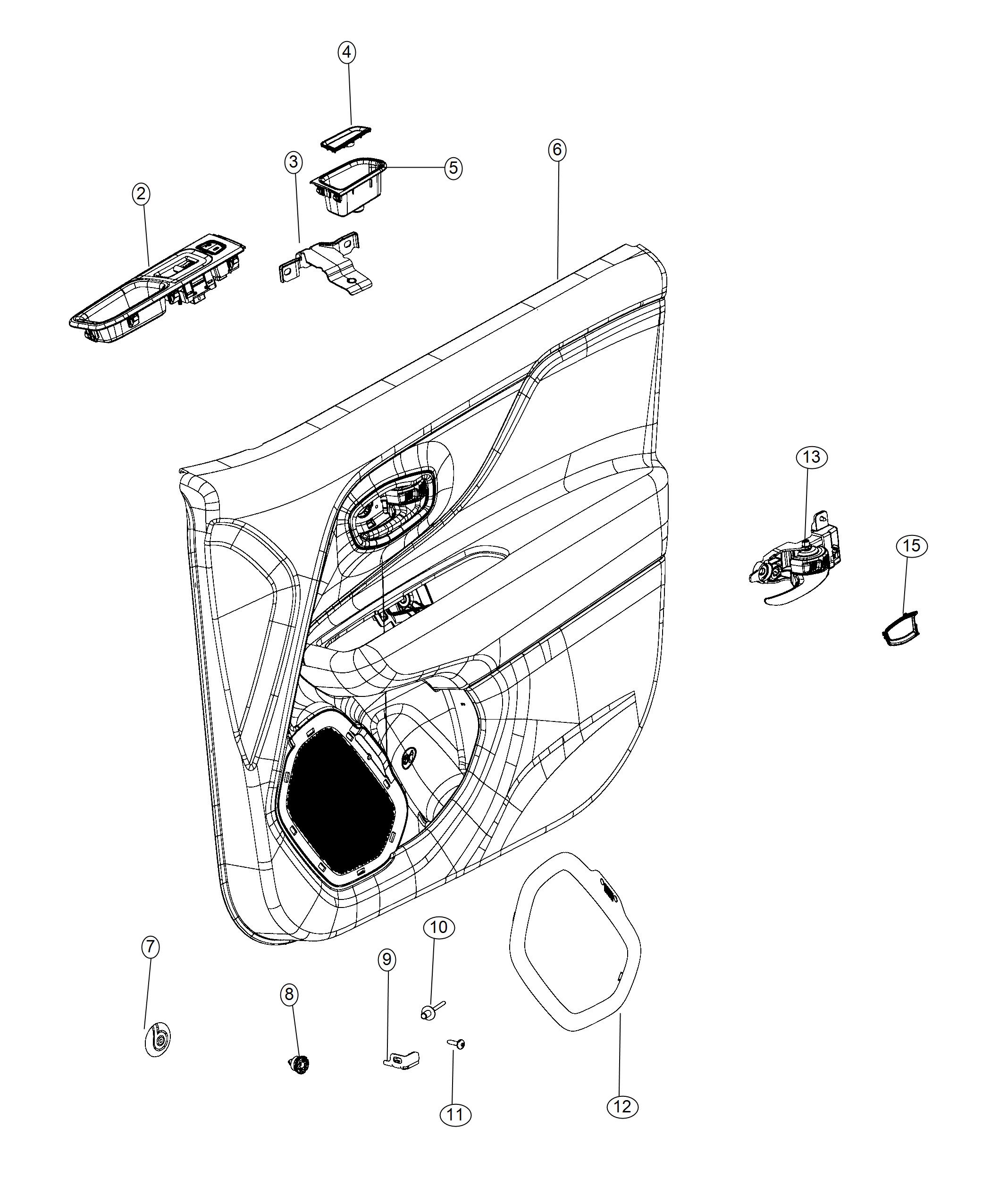 Diagram Front Door Trim Panels. for your 2022 Jeep Wrangler   