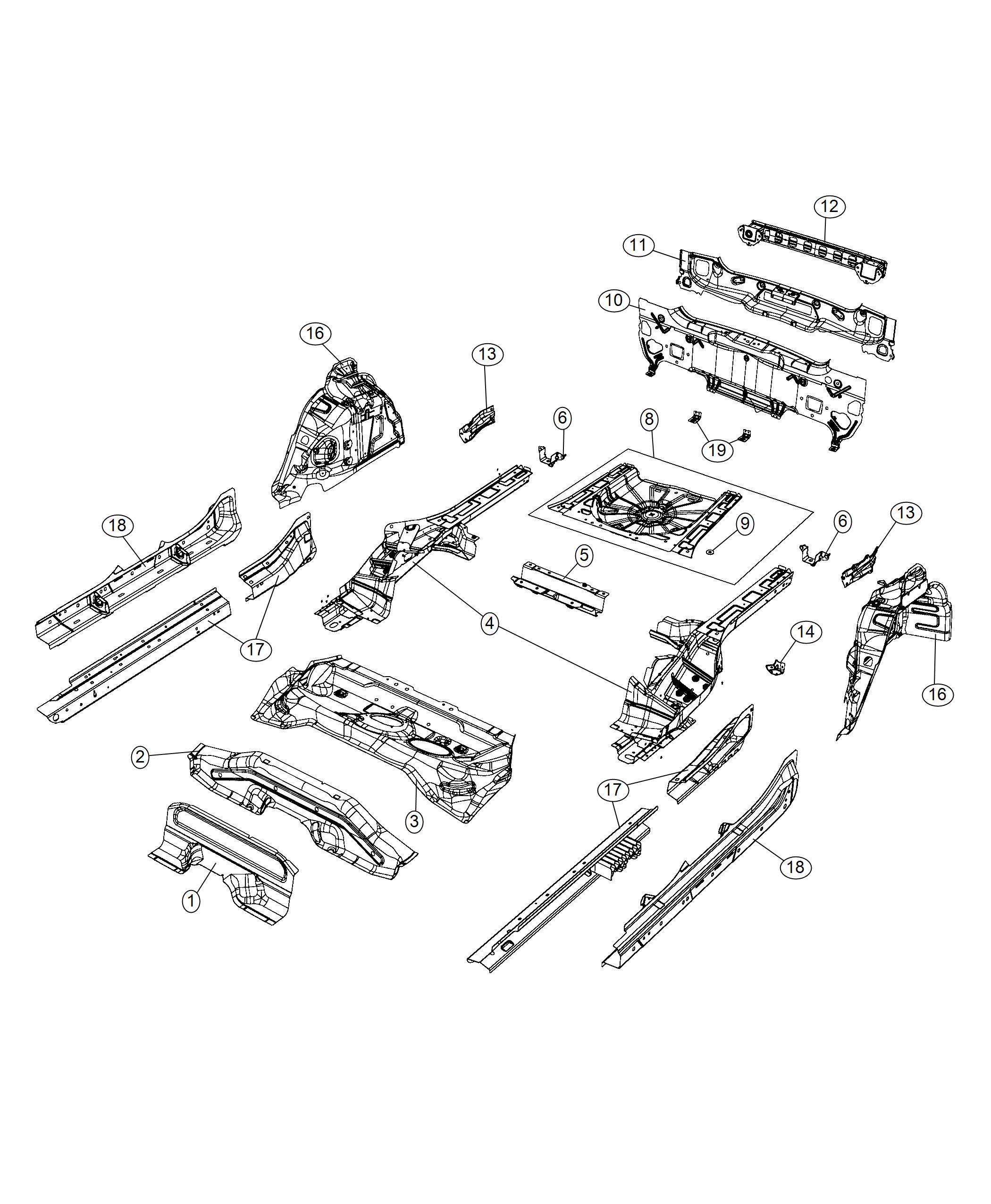 Diagram Rear Floor Pan. for your Jeep Renegade  