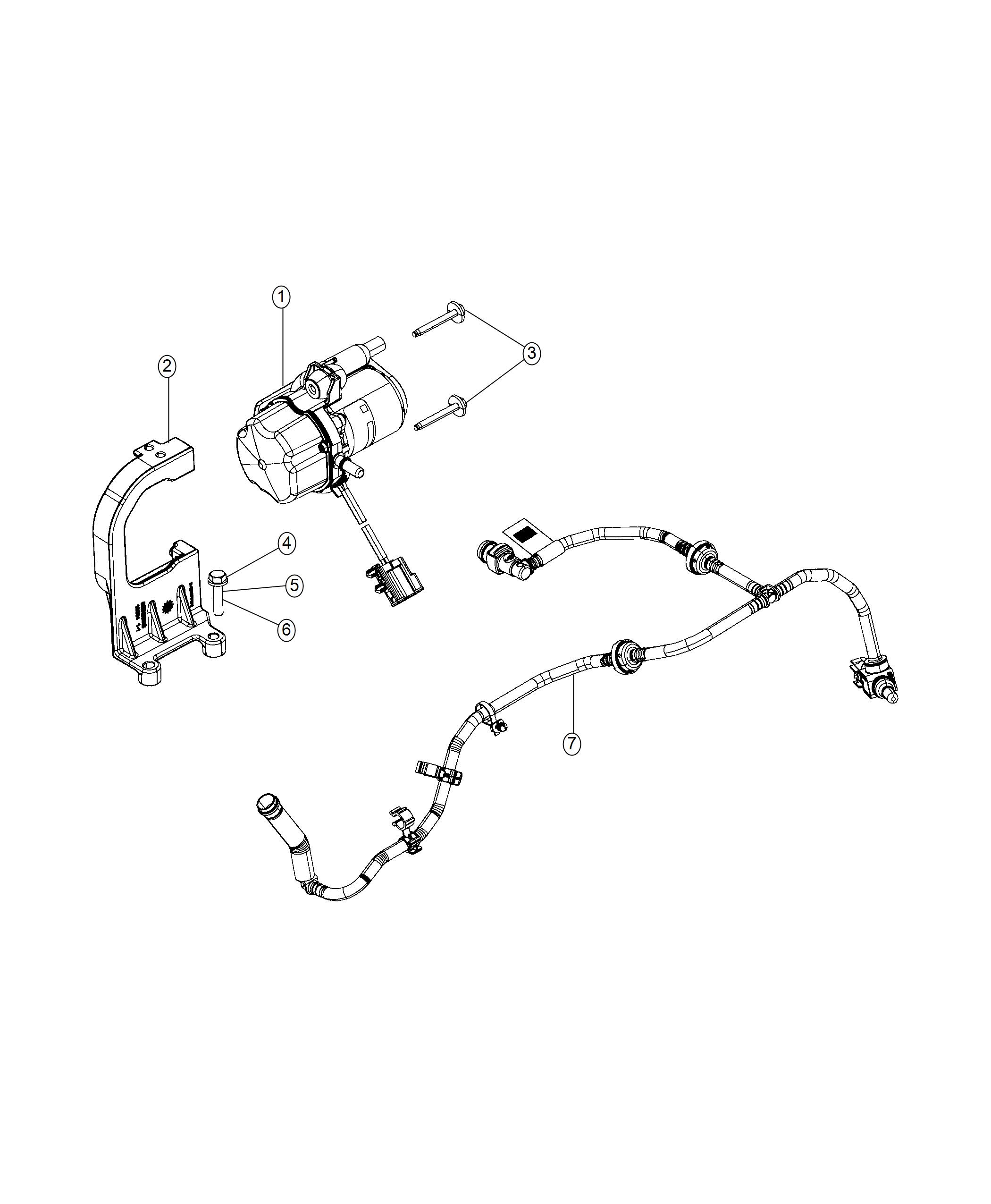 Diagram Vacuum Pump Vacuum Harness 3.6L [3.6L V6 24V VVT Engine Upg I W/BSG] 5.7L [5.7L V8 HEMI MDS VVT Engine] [5.7L V8 HEMI MDS VVT Engine w/ BSG]. for your 1999 Jeep Wrangler   