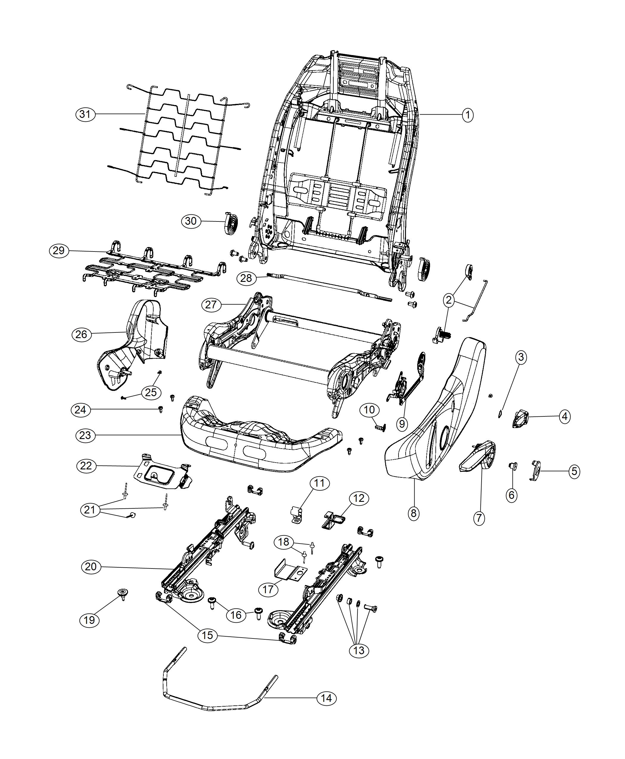 Adjusters, Recliners and Shields - Driver Seat - Manual. Diagram