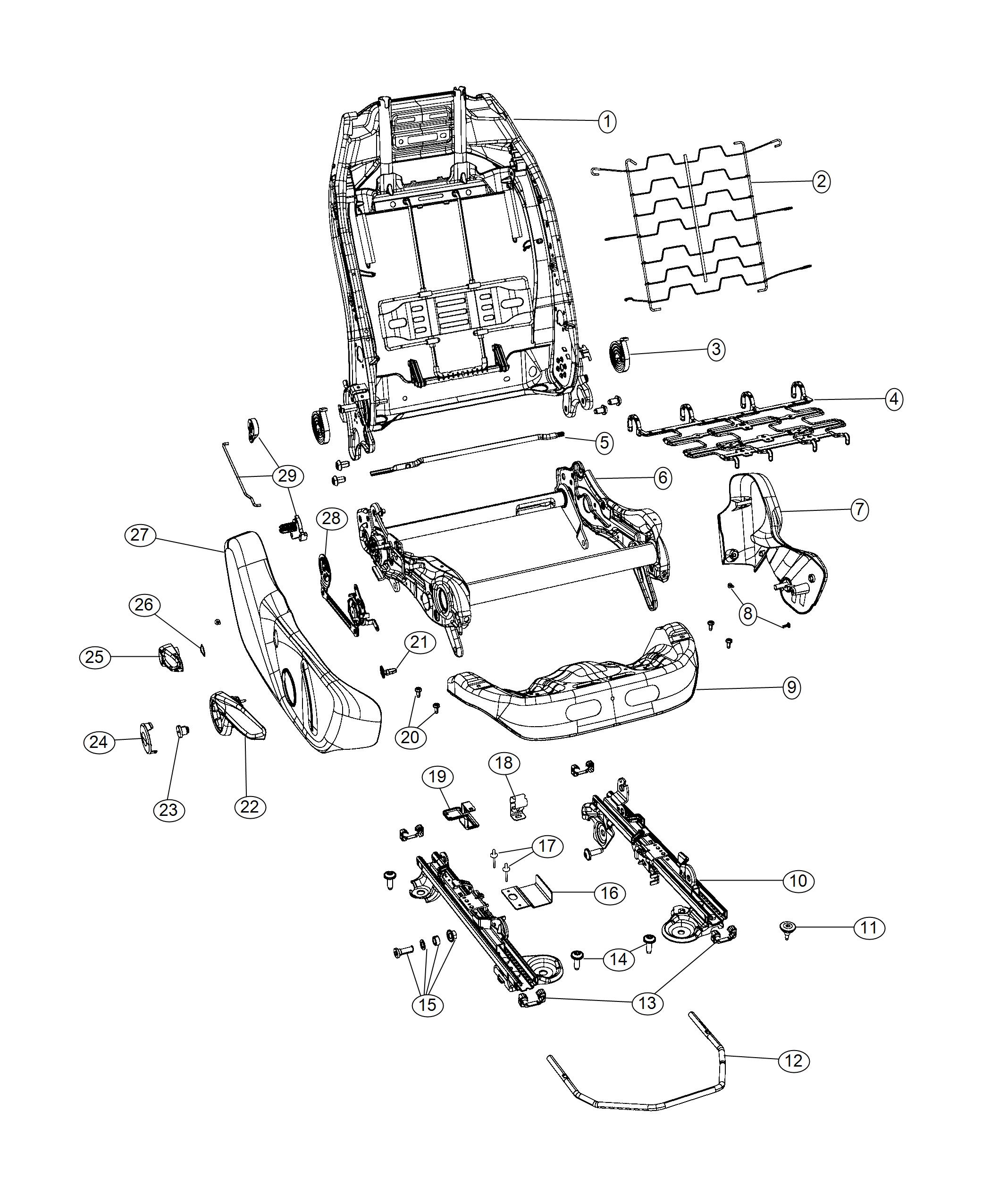 Diagram Adjusters, Recliners and Shields - Passenger Seat - Manual. for your 2000 Chrysler 300  M 