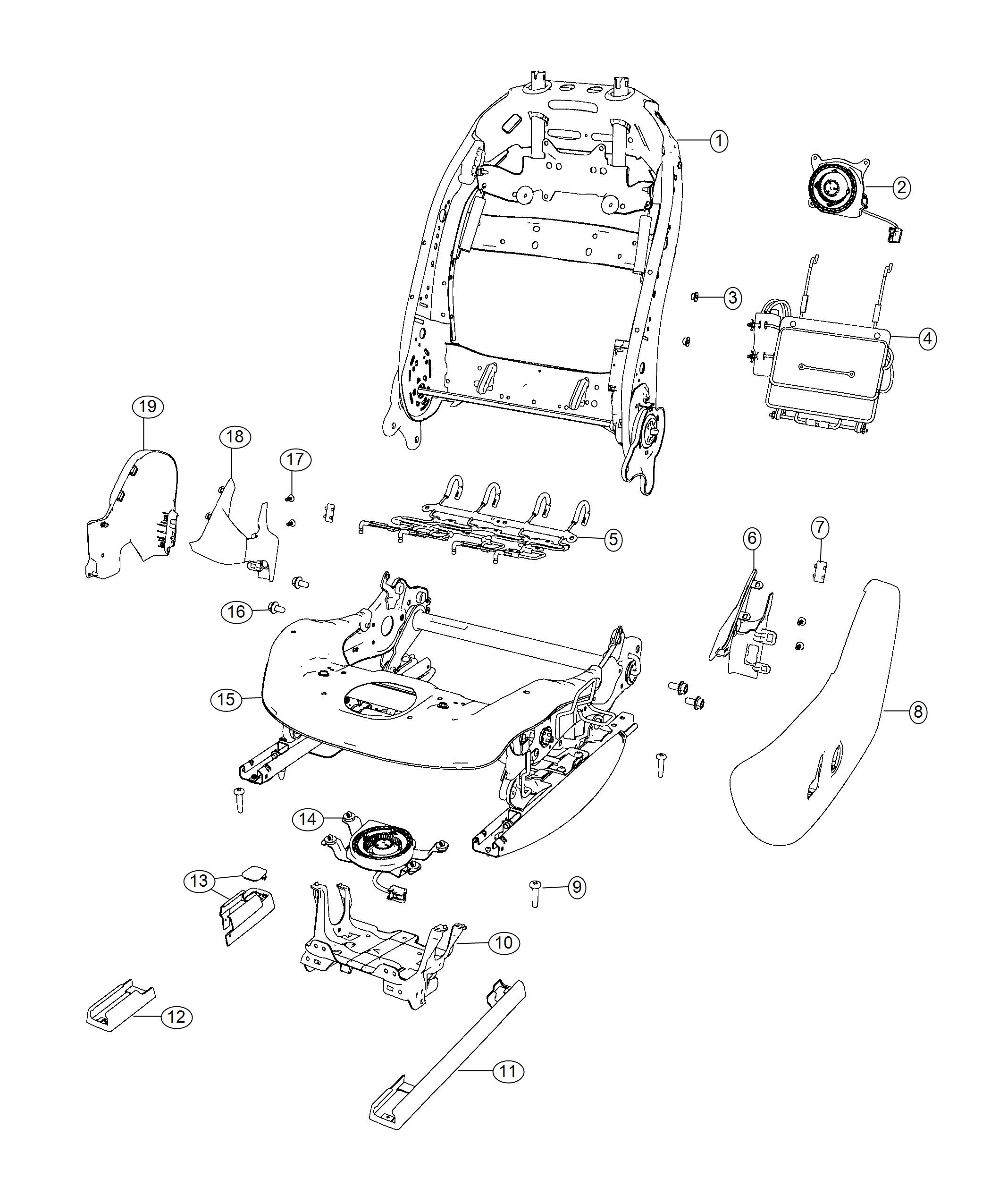 Adjusters, Recliners and Shields - Driver Seat - Power. Diagram