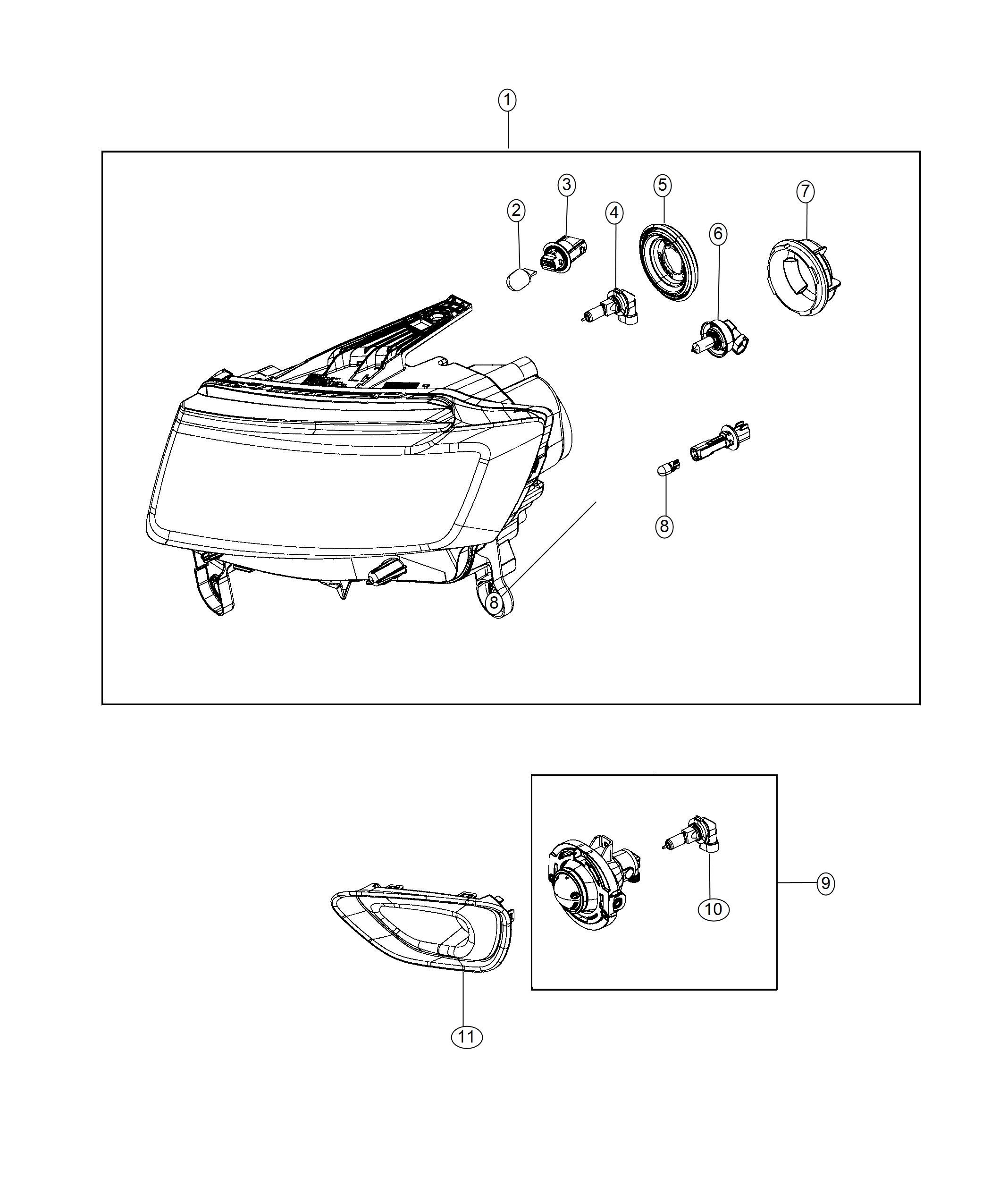 Diagram Lamps, Front. for your Jeep