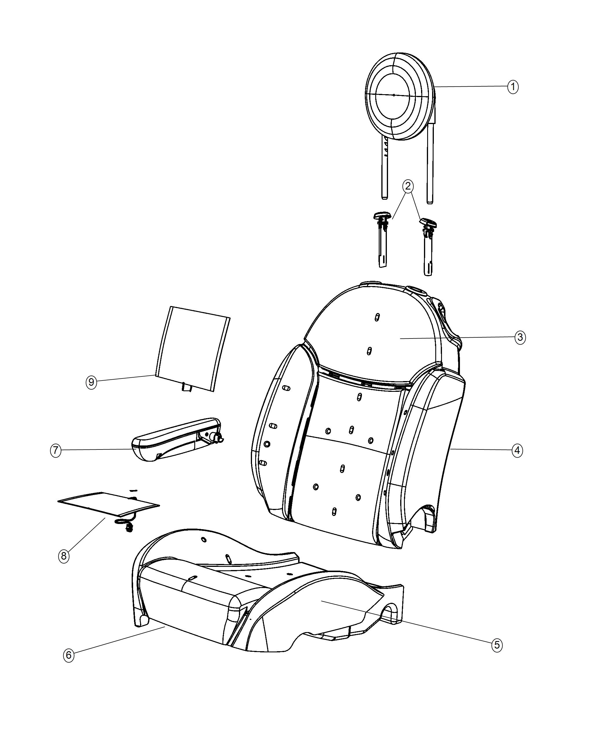 Diagram Front Seat - Bucket - Trim Code [AL]. for your Fiat 500  