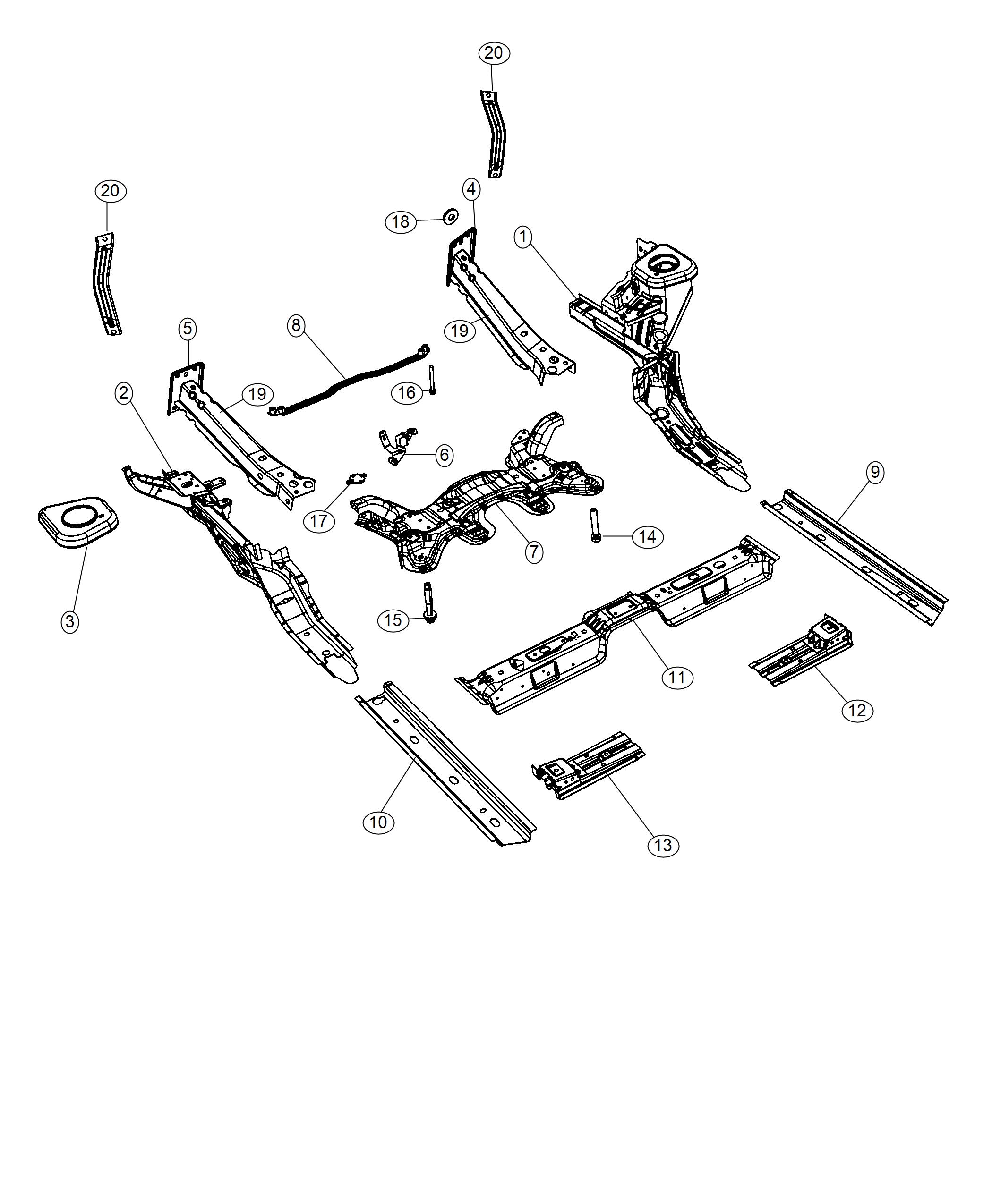 Diagram Frame, Front. for your 2019 Fiat 500X   