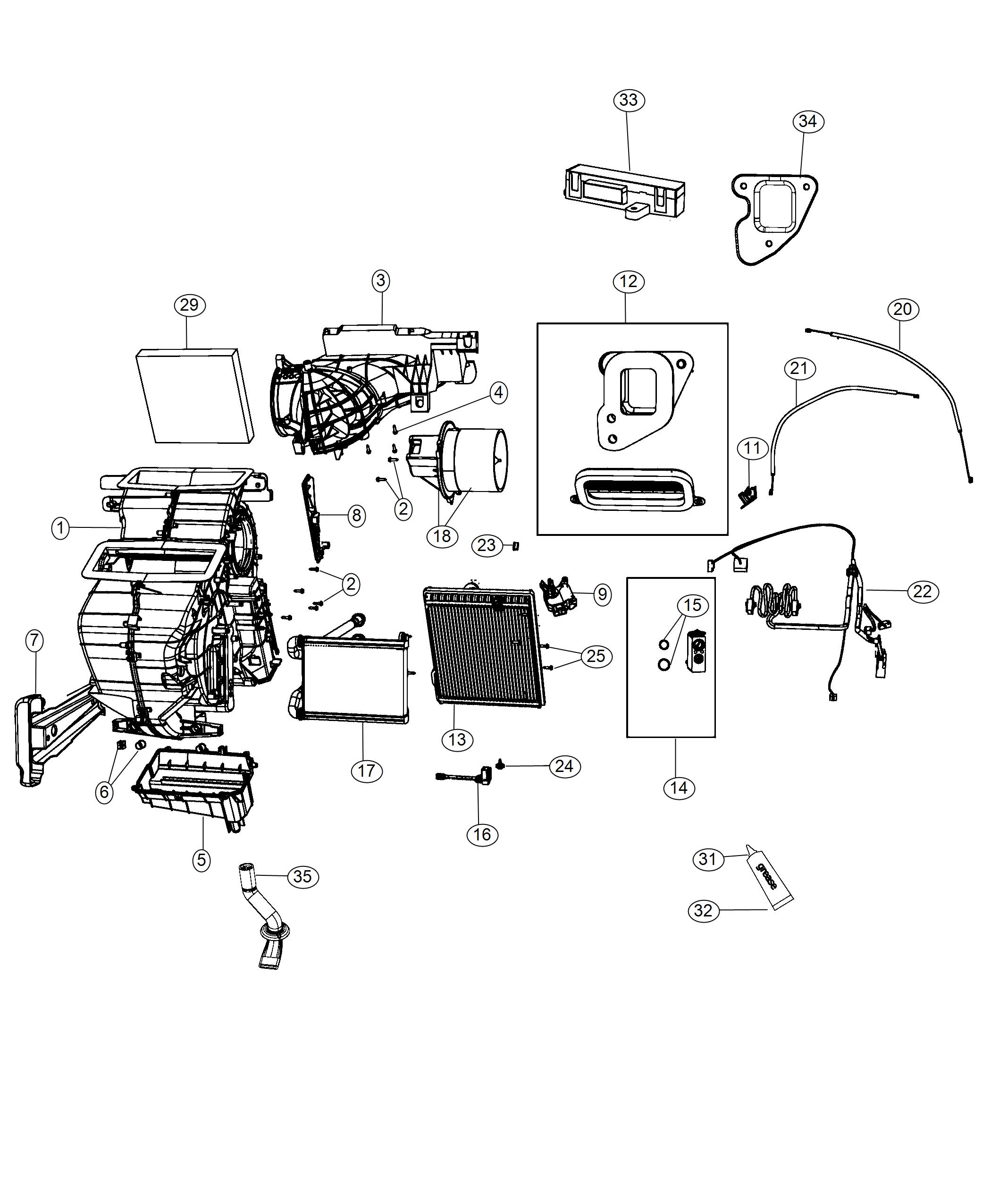 A/C and Heater Unit. Diagram