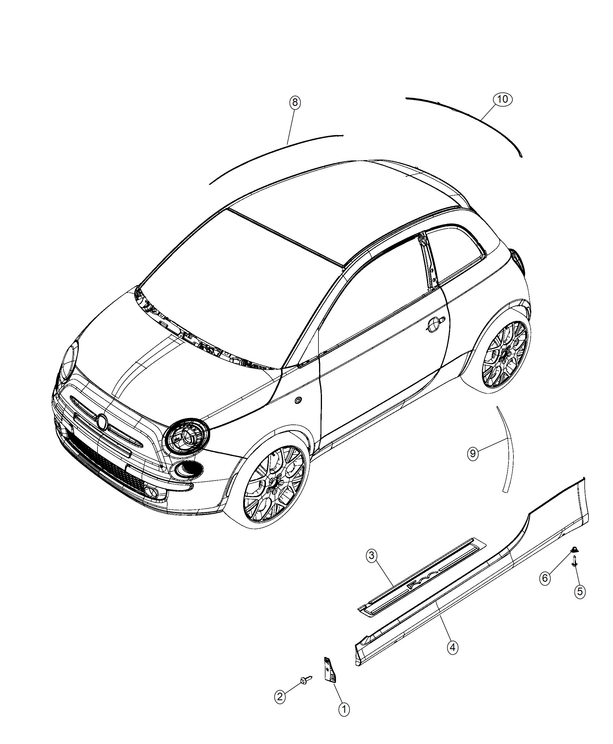 Diagram Exterior Ornamentation. for your Fiat 500E  