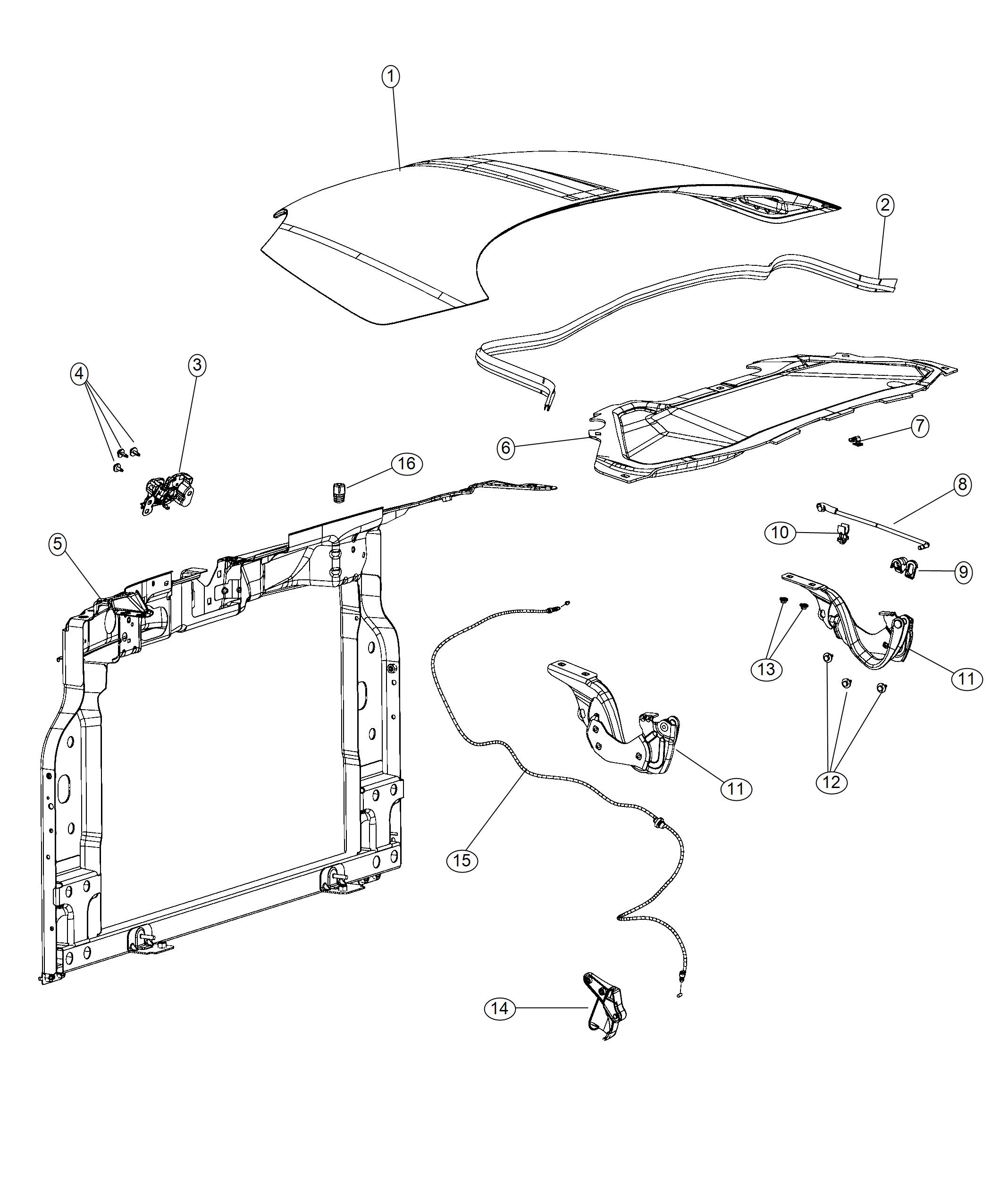 Diagram Hood and Related Parts. for your Fiat 500C  