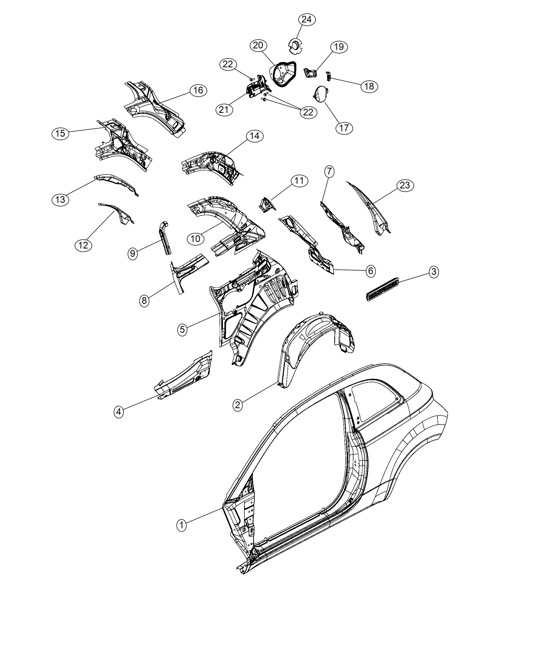 Diagram Quarter Panel. for your Fiat 500  