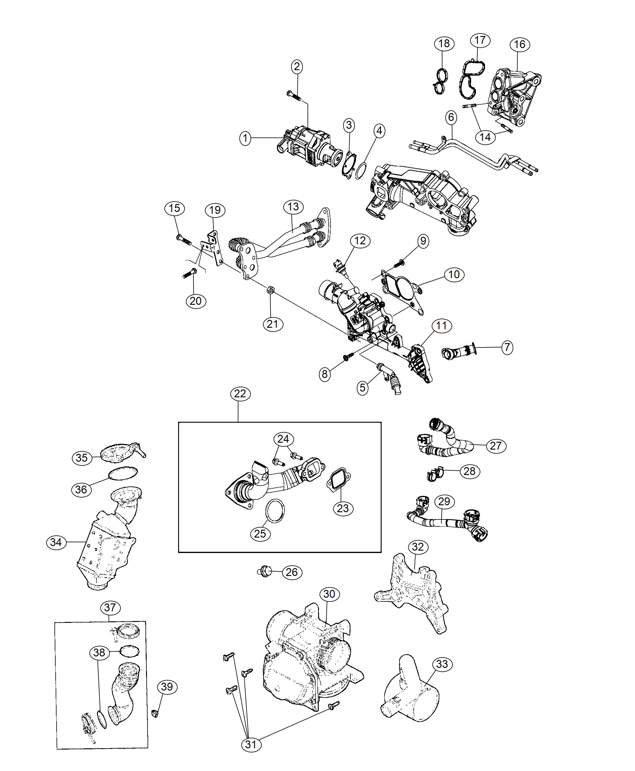 Diagram EGR Valve 2.2 Diesel [2.2L I4 Turbo Diesel Engine w/ ESS]. for your 2022 Jeep Renegade   