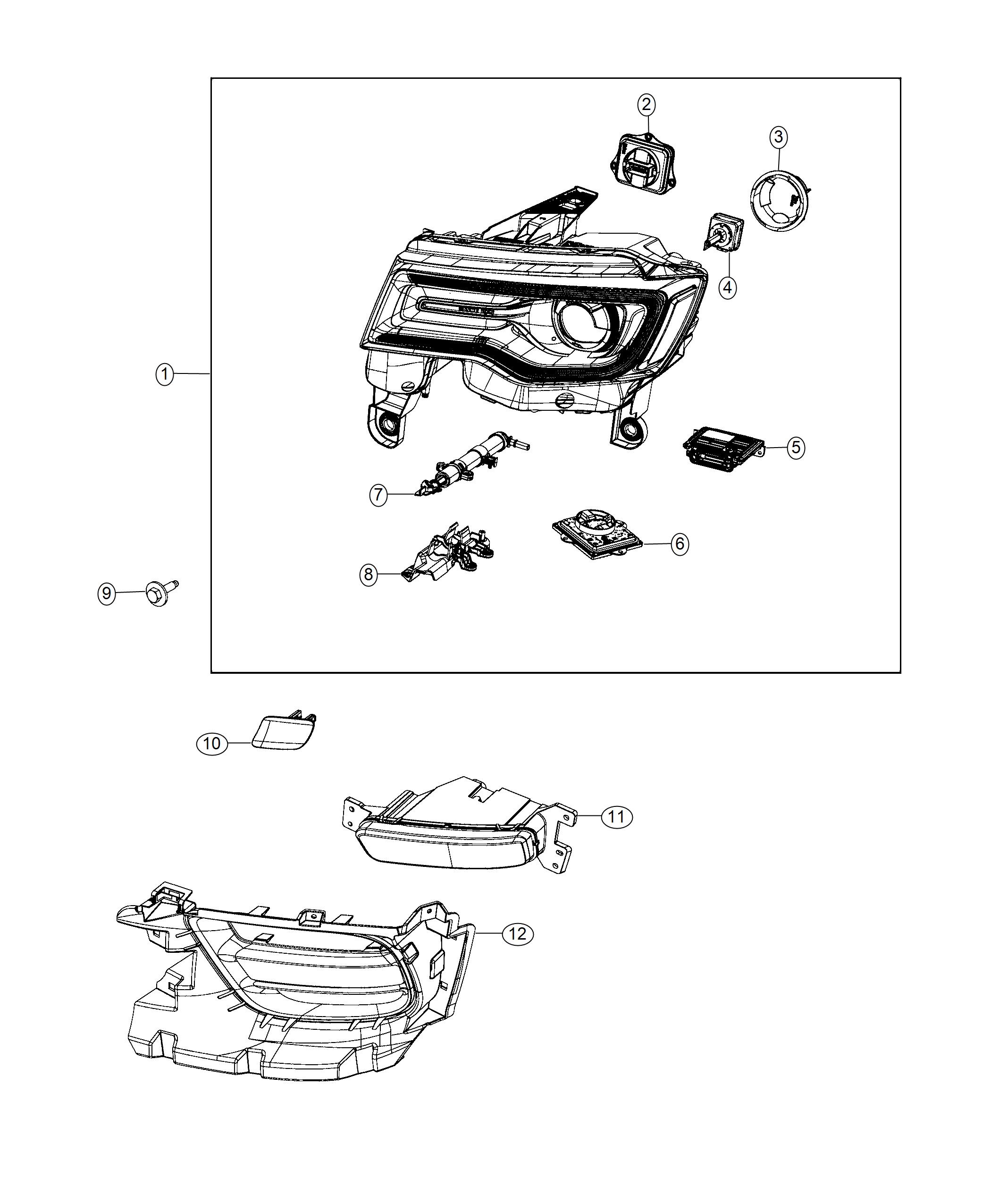 Diagram Lamps, Front. for your Jeep