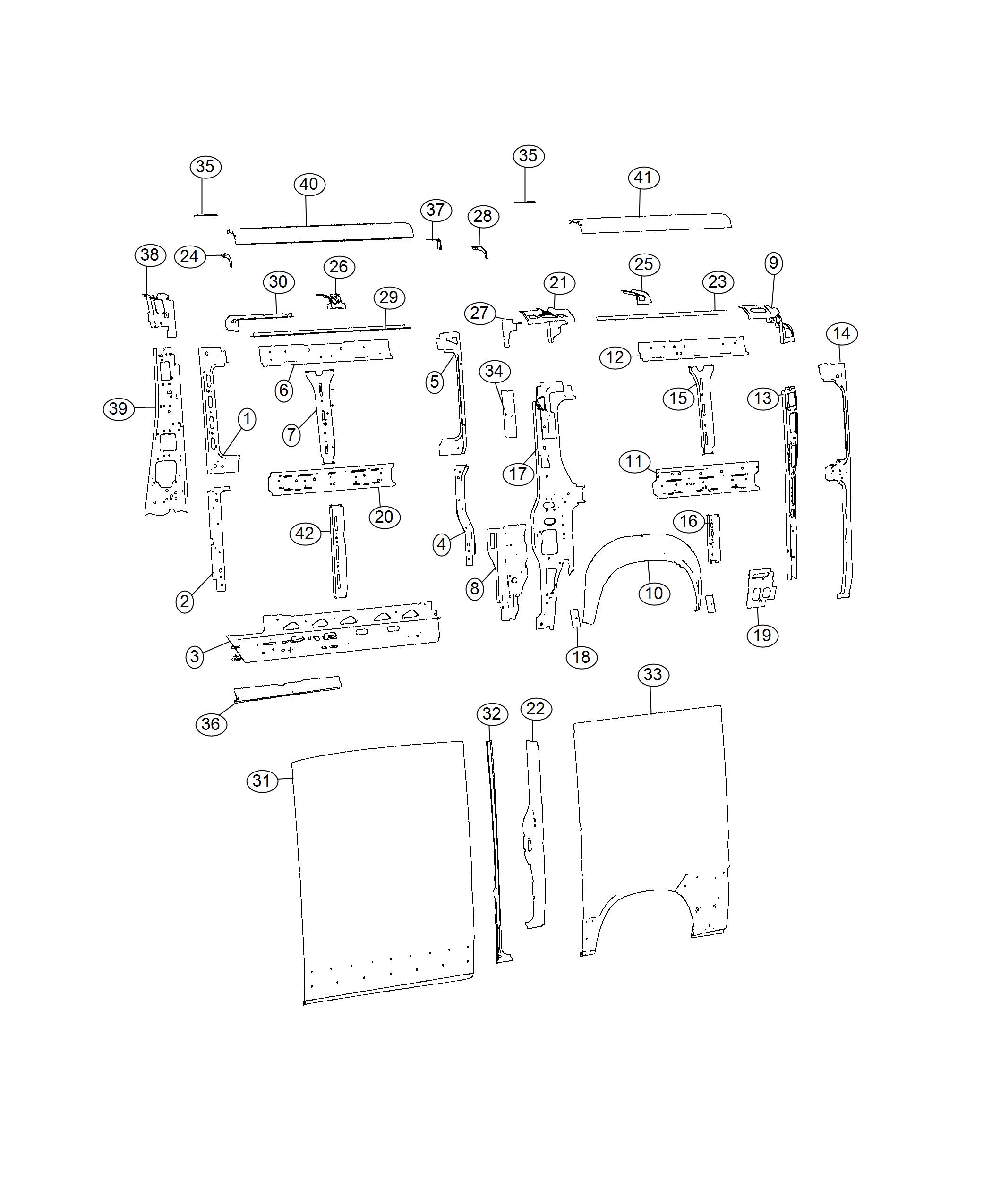 Panels Body Side 118 Inch Wheel Base. Diagram