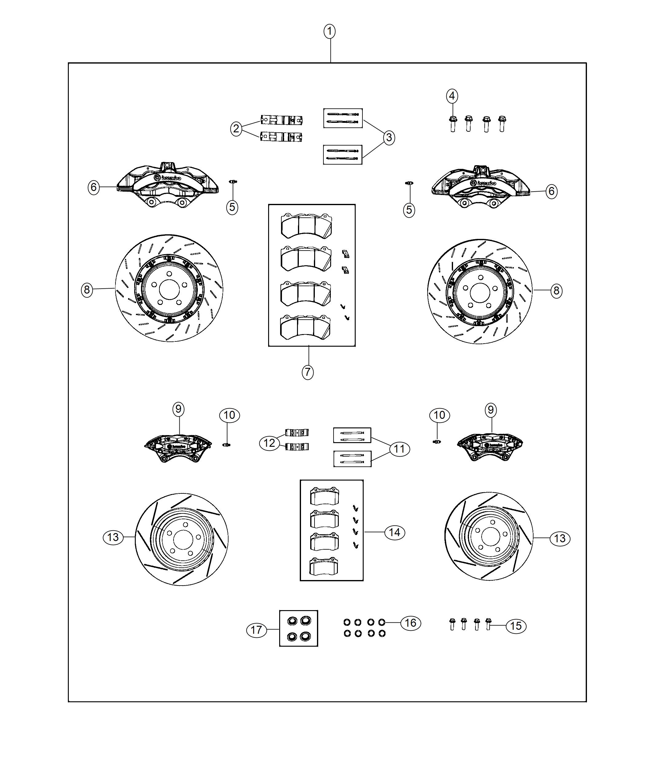 Diagram Brake Kit, Front And Rear. for your 2010 Ram 1500   