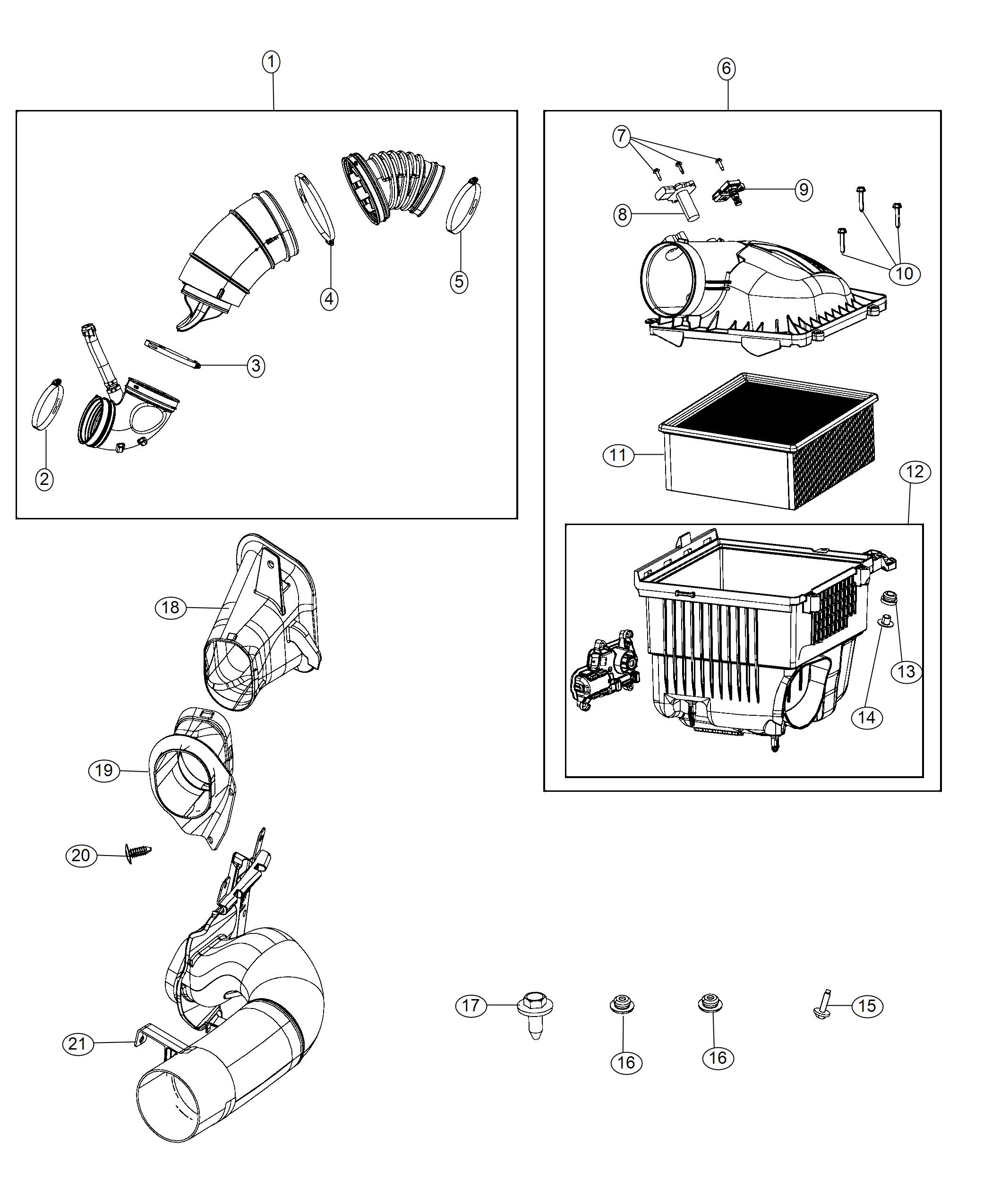 Diagram Air Cleaner, 6.7L [6.7L I6 Cummins Turbo Diesel Engine]. for your Ram 2500  