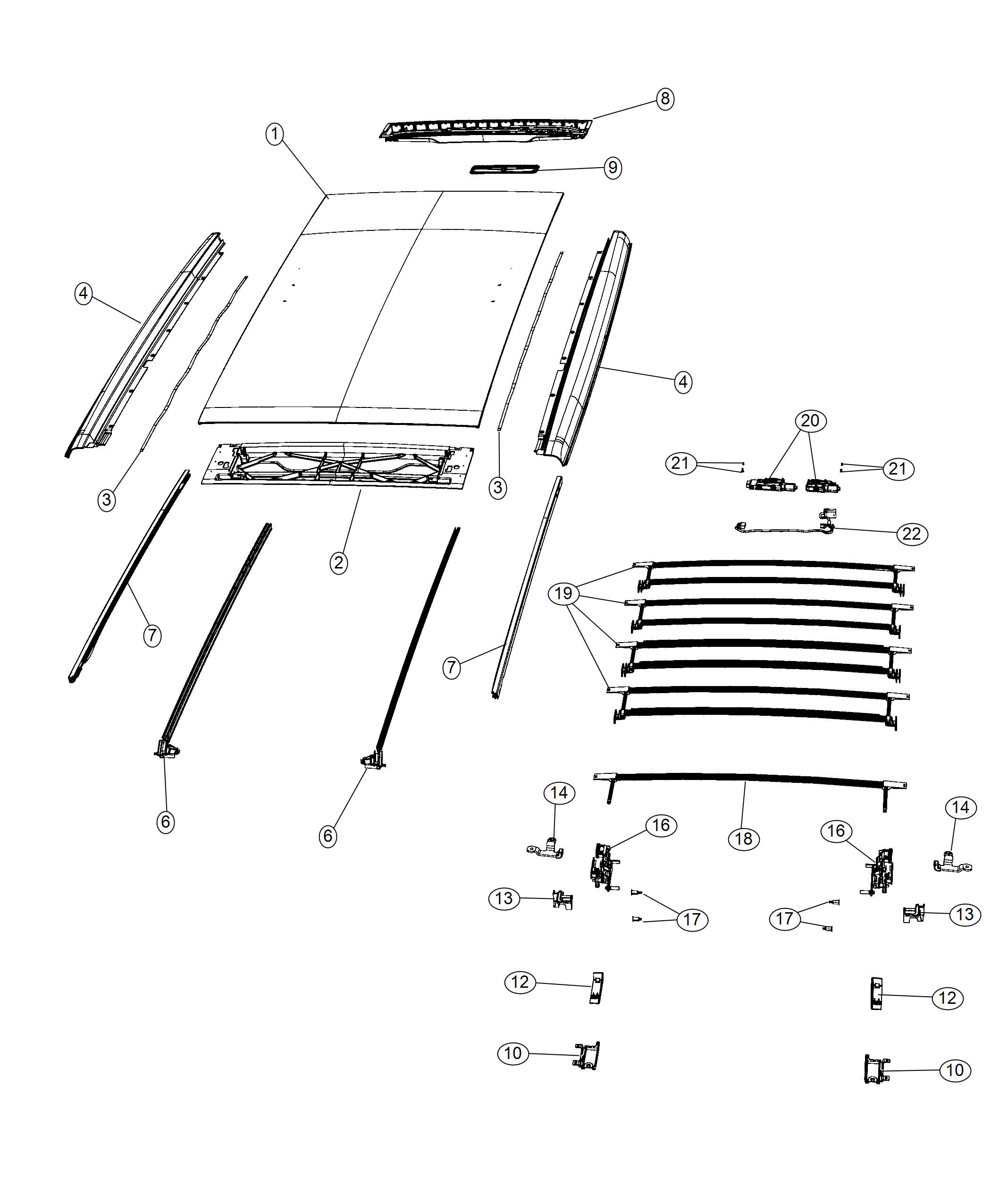 Diagram Sky Slider Convertible Top. for your Jeep Wrangler  