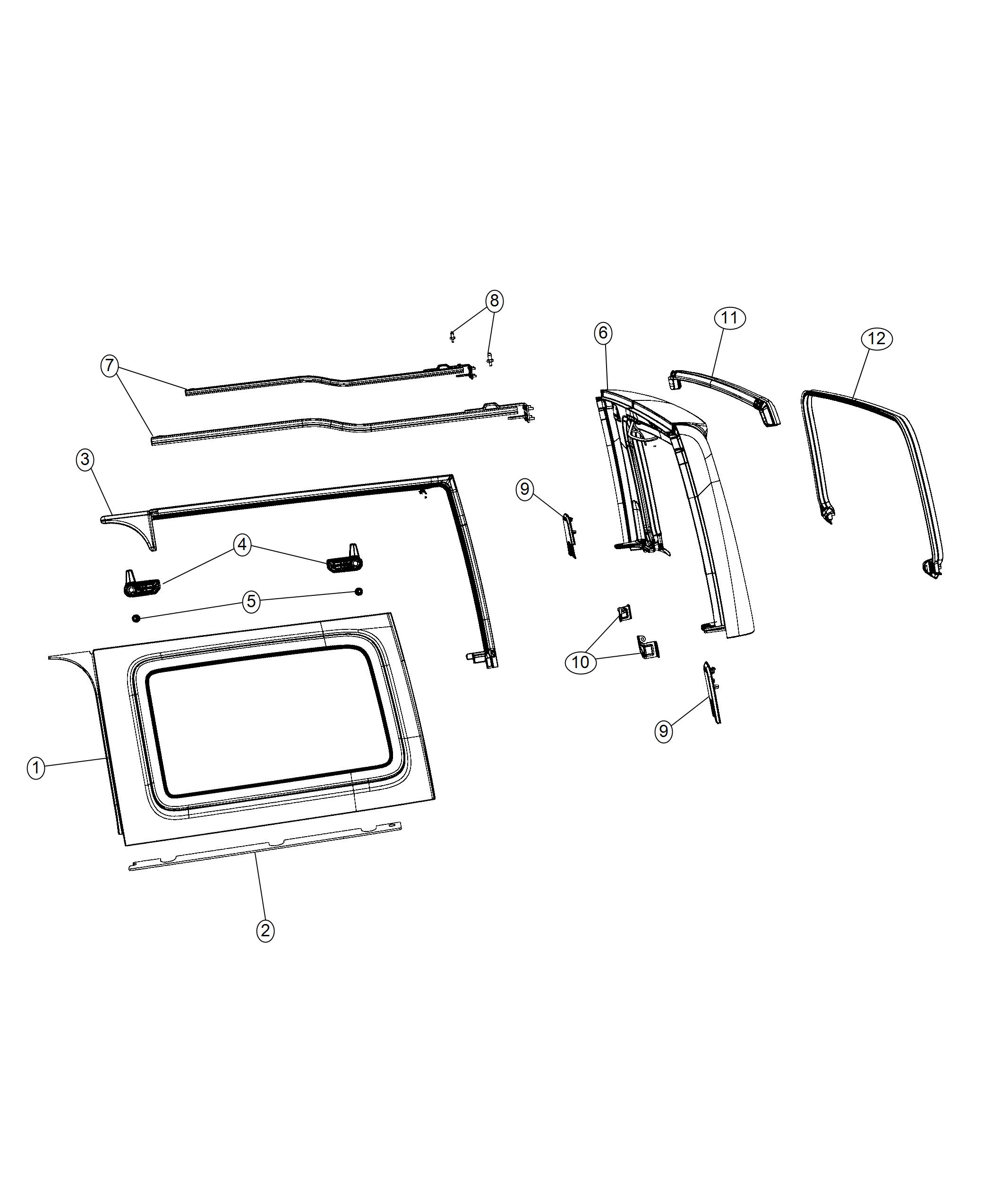 Diagram Sky Slider Quarter and Rear Window. for your Chrysler 300  M