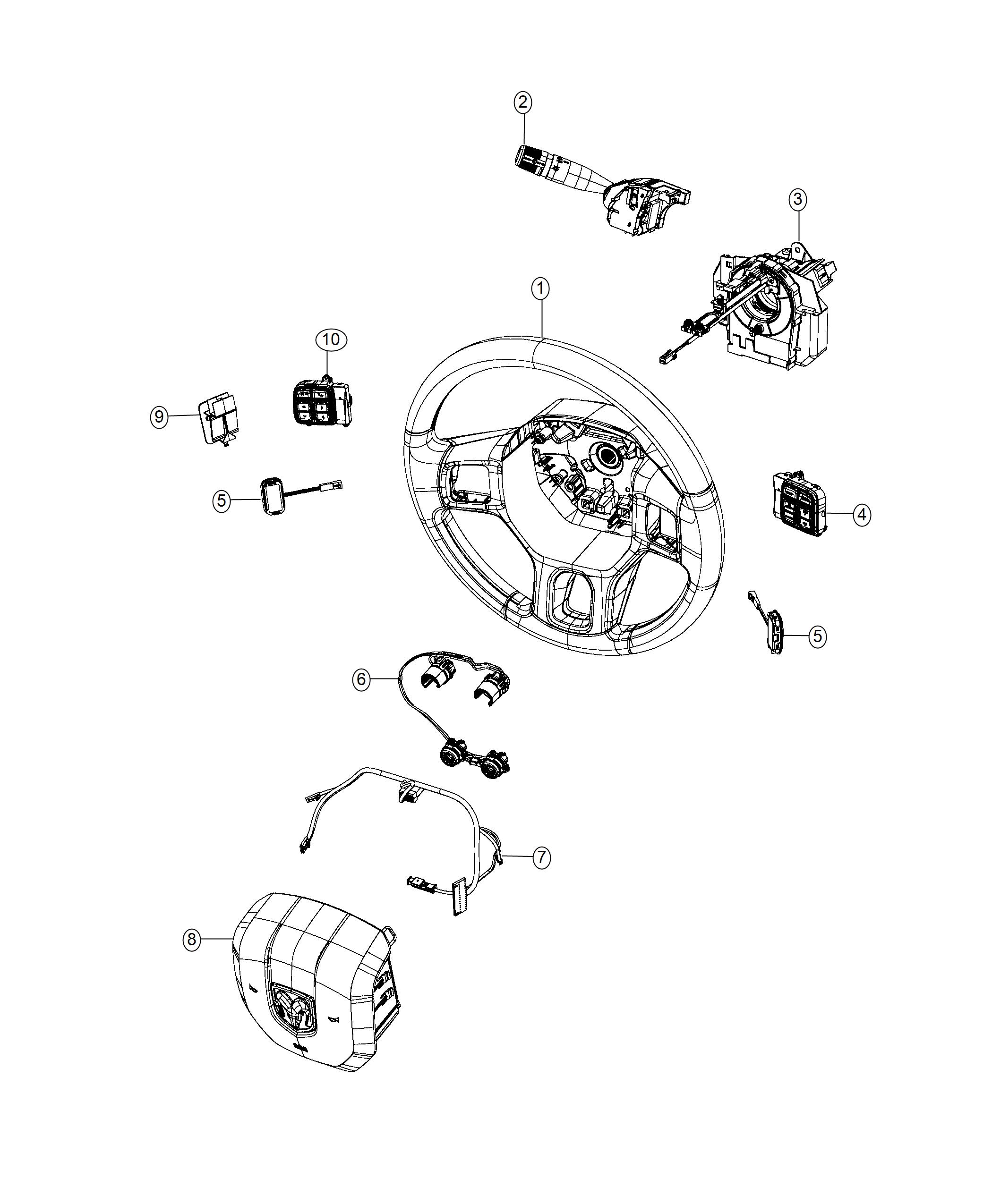 Diagram Switches, Steering Column And Wheel. for your 2017 Ram 2500   