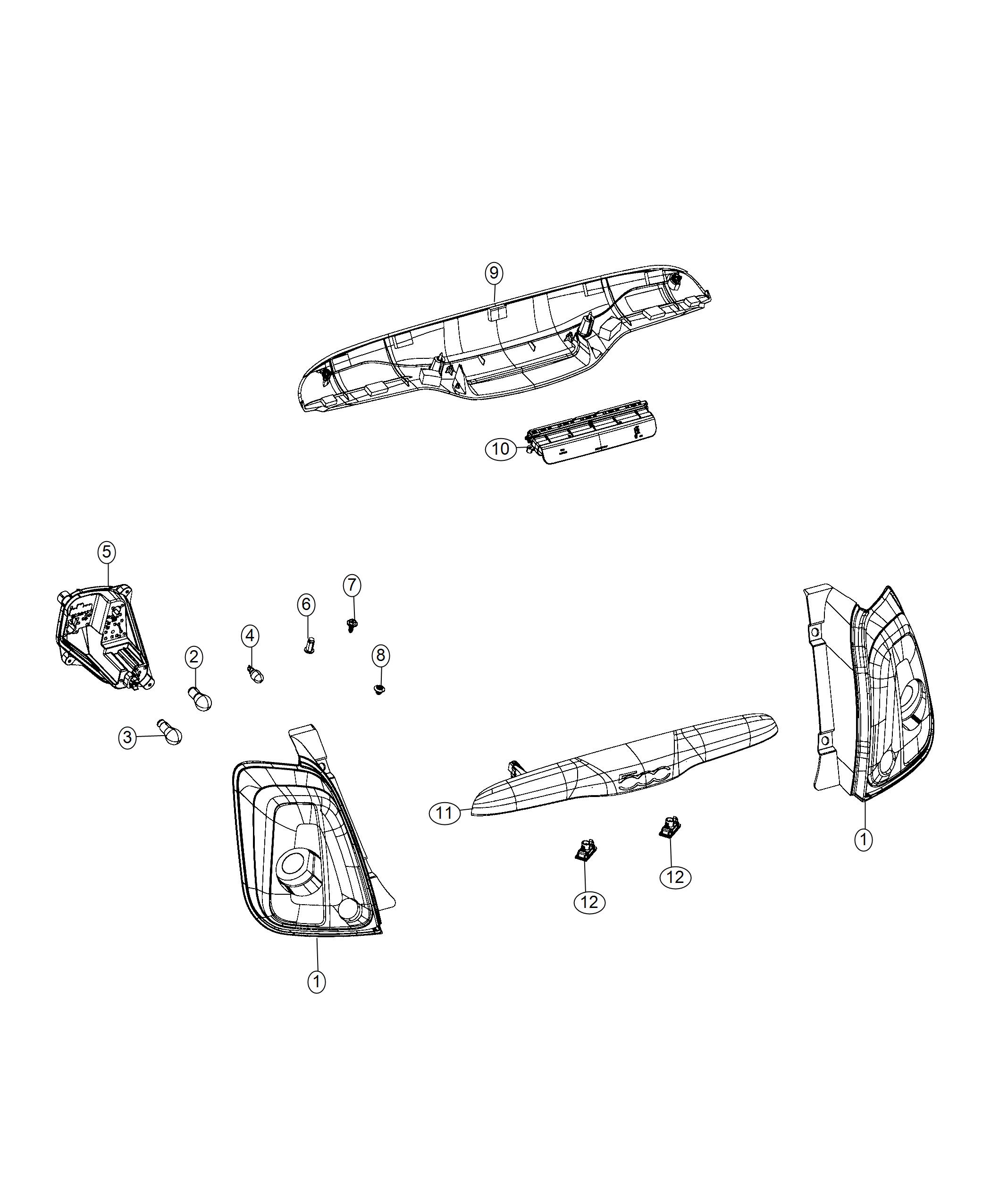 Diagram Rear, Lamps. for your Fiat 500  