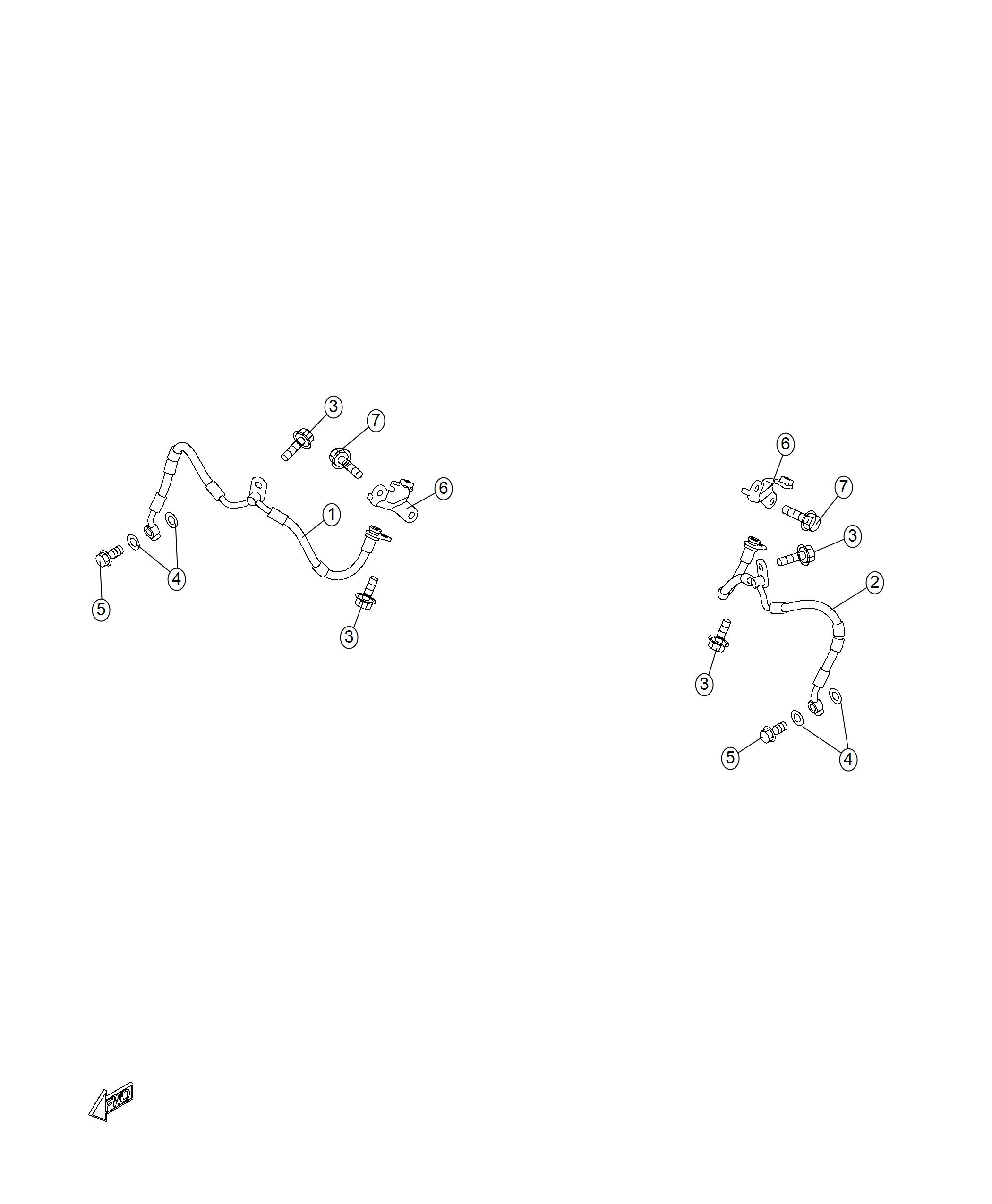 Brake Tubes and Hoses, Front. Diagram