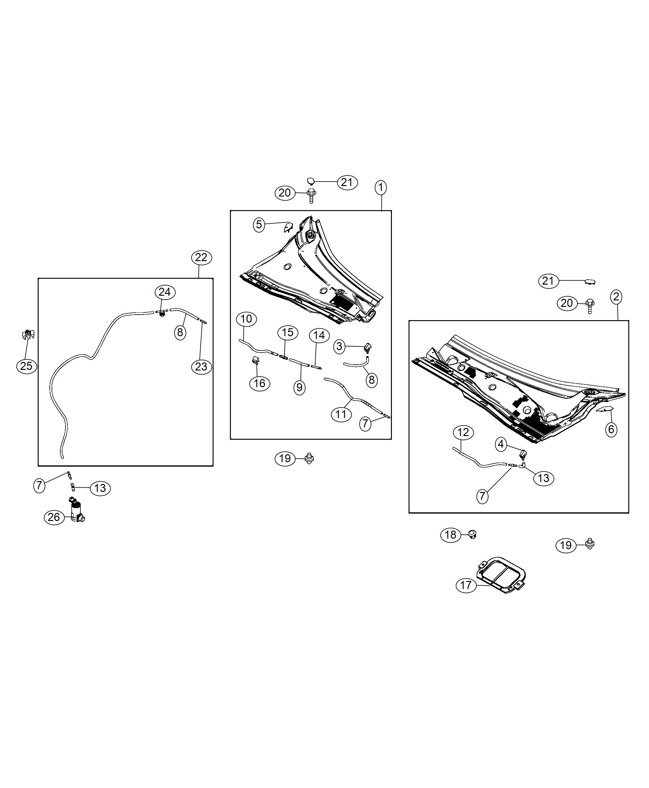 Diagram Nozzle, Windshield Washer. for your 2019 Fiat 124 Spider  Urbana 