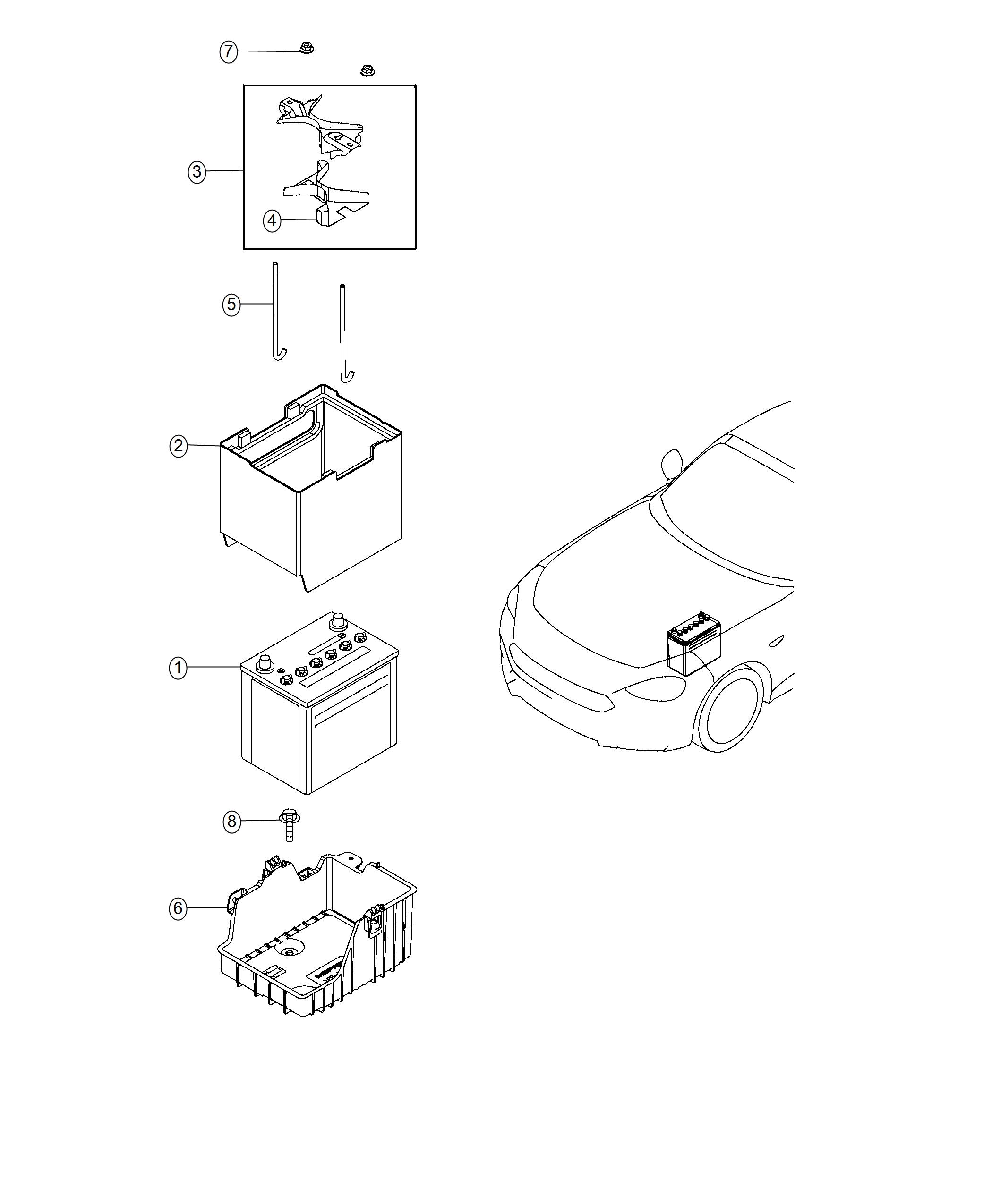 Diagram Tray, Battery and Battery. for your Fiat 124 Spider  