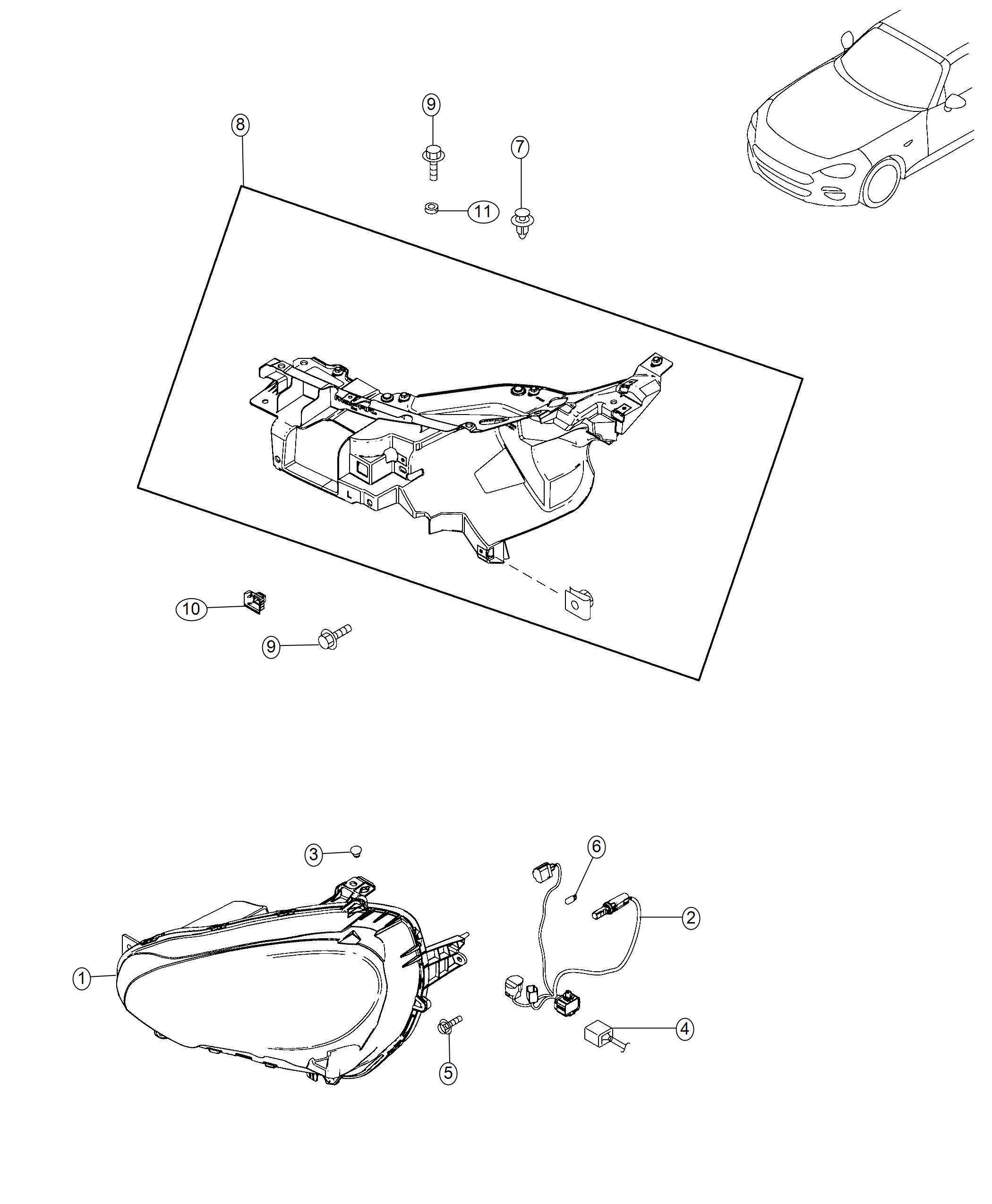 Diagram Lamp, Front. for your Fiat 124 Spider  