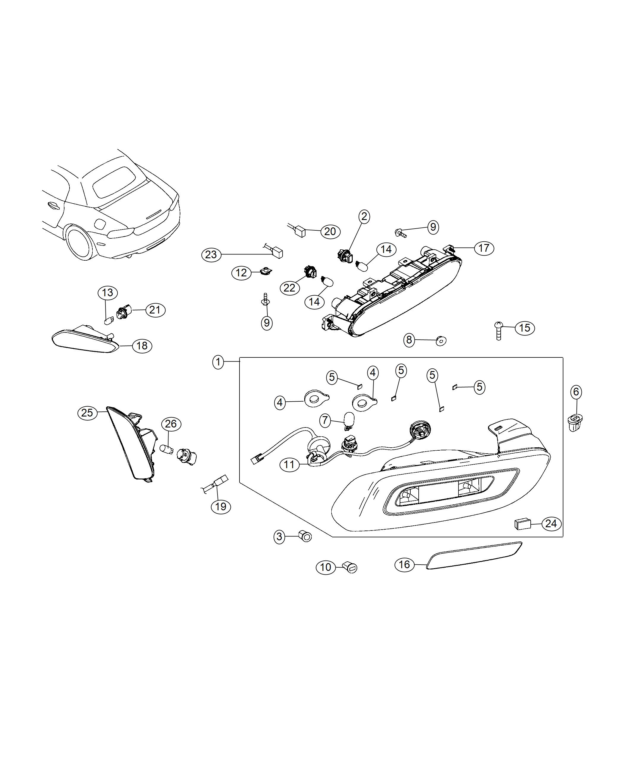 Diagram Lamp, Rear Tail. for your 2019 Fiat 124 Spider   