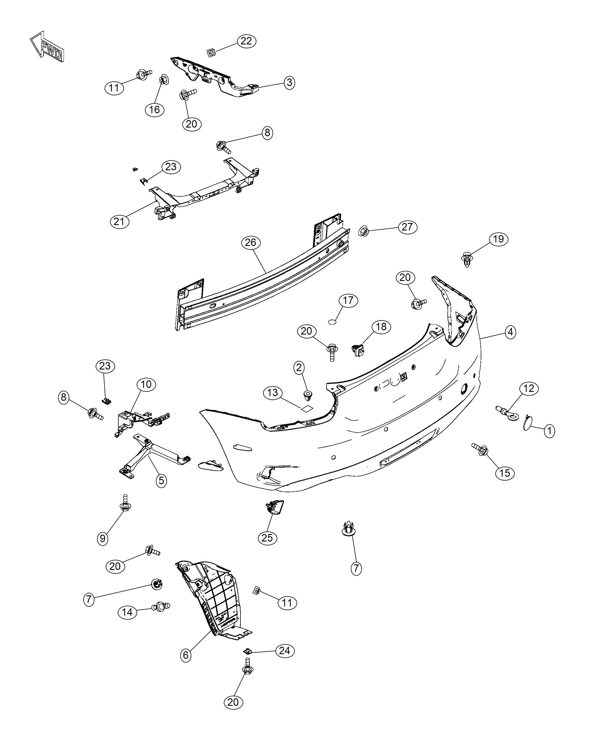 Diagram Fascia, Rear. for your 2004 Chrysler 300  M 