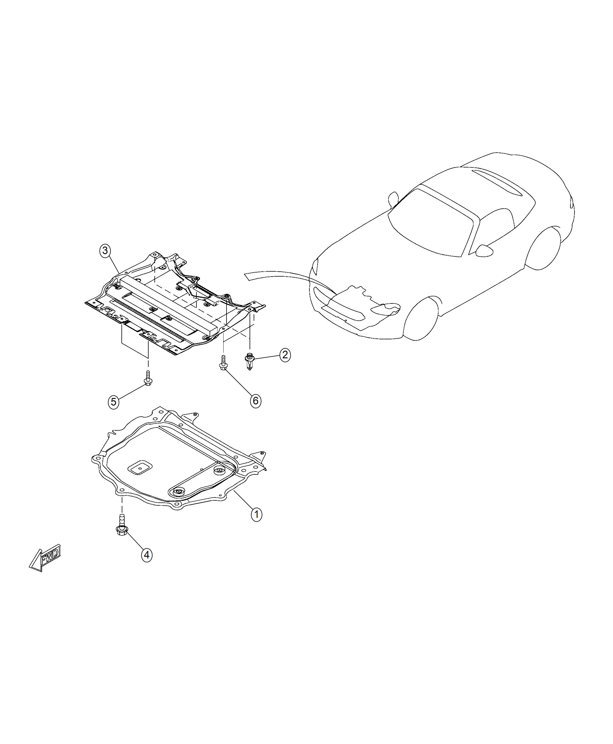 Diagram Underbody Plates and Shields. for your Fiat 124 Spider  