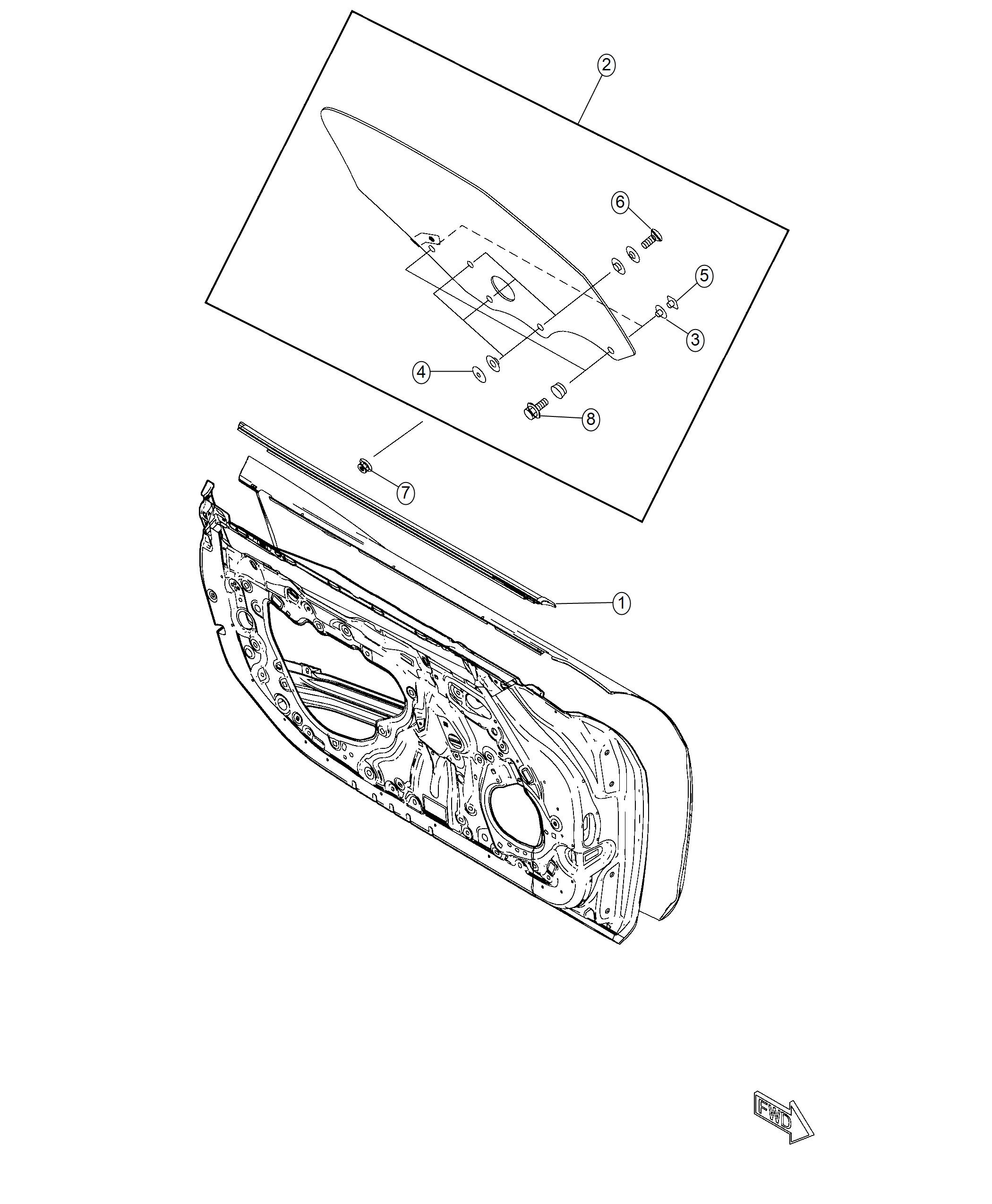 Diagram Glass, Side Front Doors. for your Fiat 124 Spider  