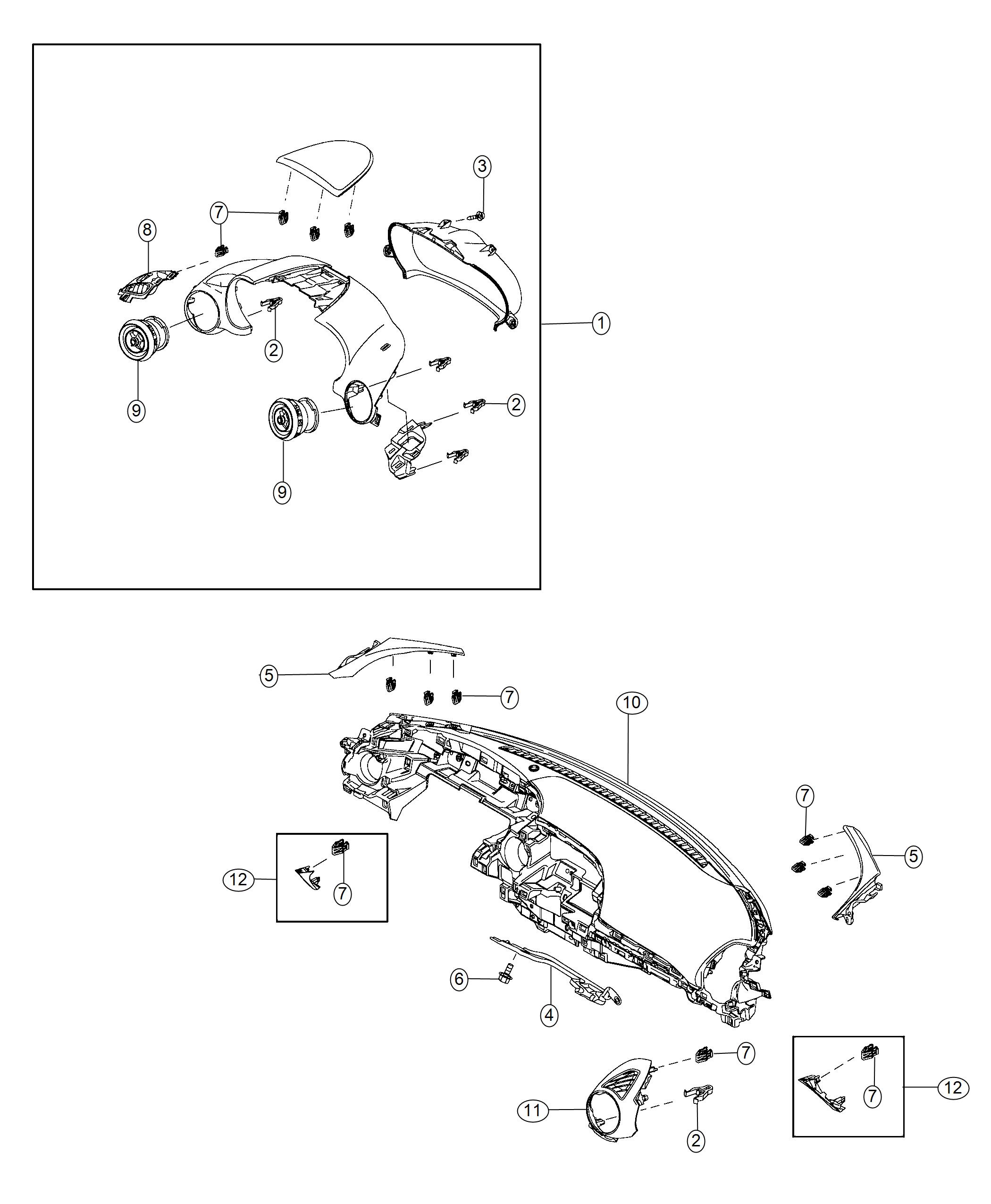 Diagram Instrument Panel Trim. for your 2019 Fiat 124 Spider   