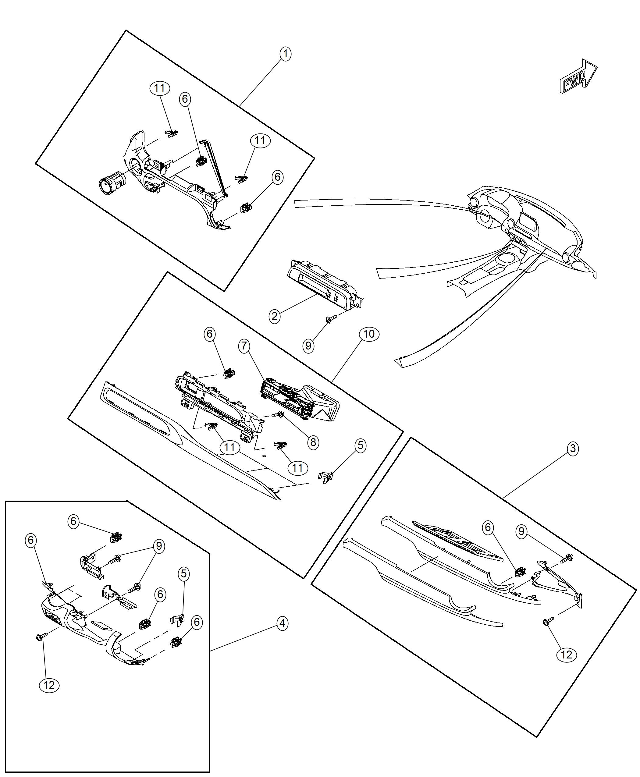 Instrument Panel Covers. Diagram