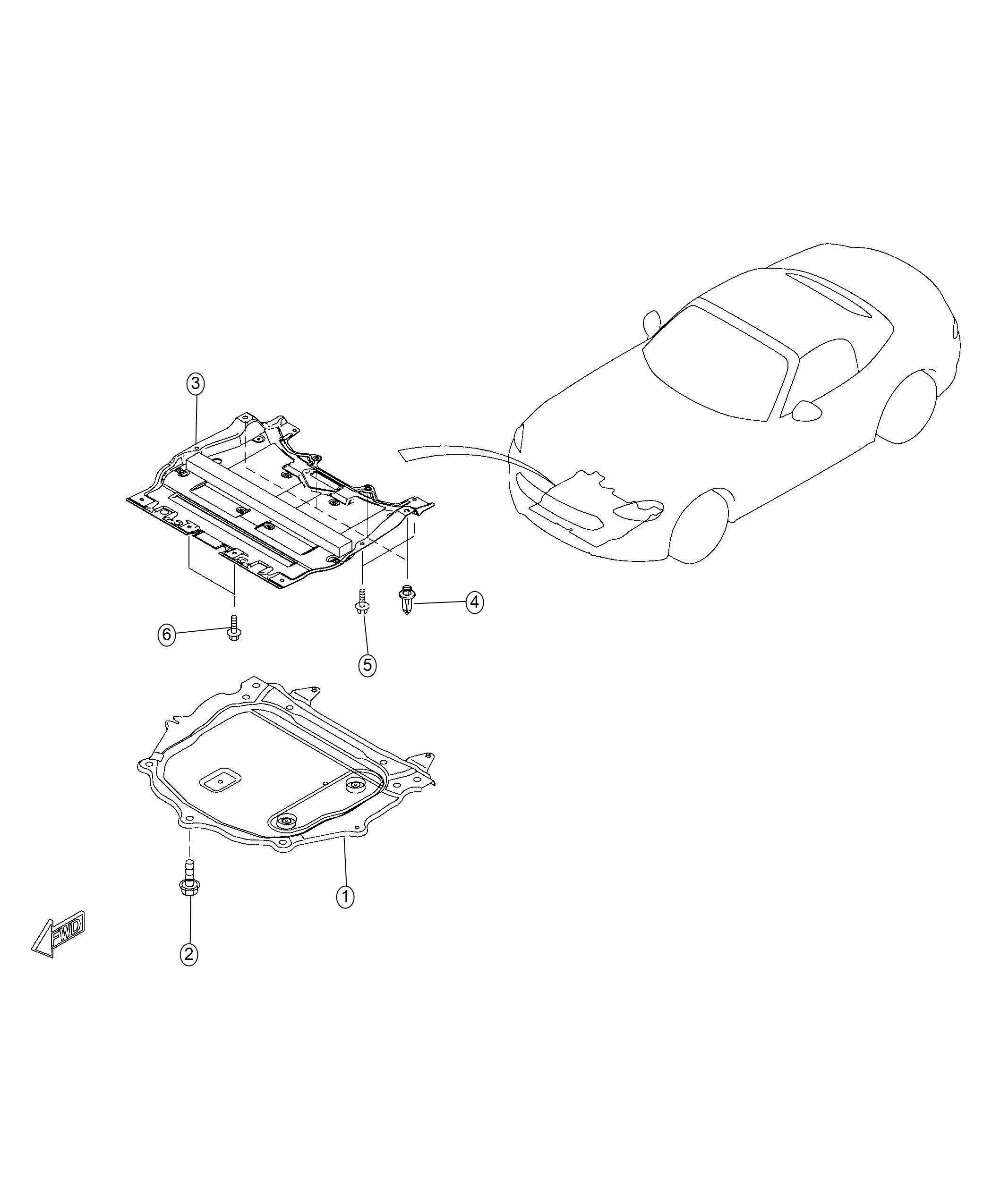 Diagram Underbody Shields. for your Fiat 124 Spider  