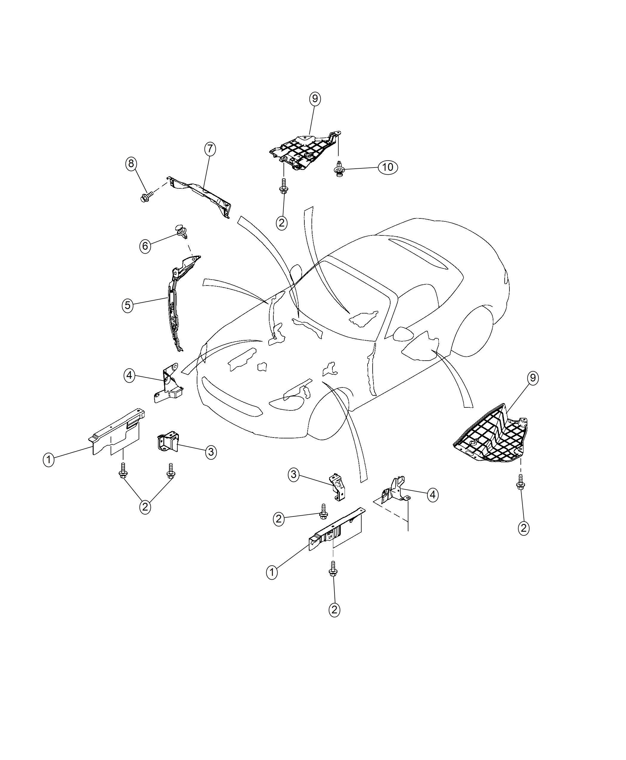 Diagram Underbody Torque Shields. for your 2019 Fiat 124 Spider   