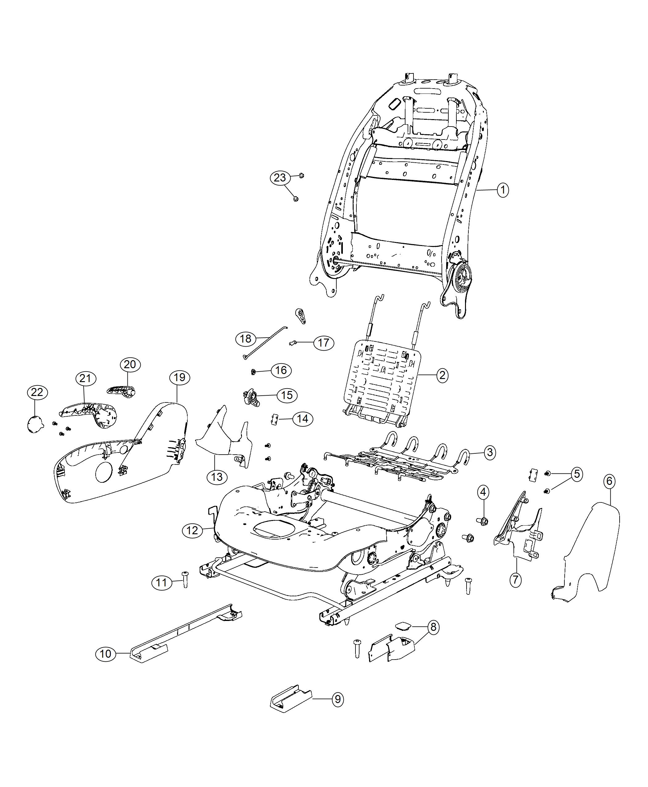 Diagram Adjusters, Recliners and Shields - Passenger Seat - Manual. for your 2023 Jeep Cherokee   