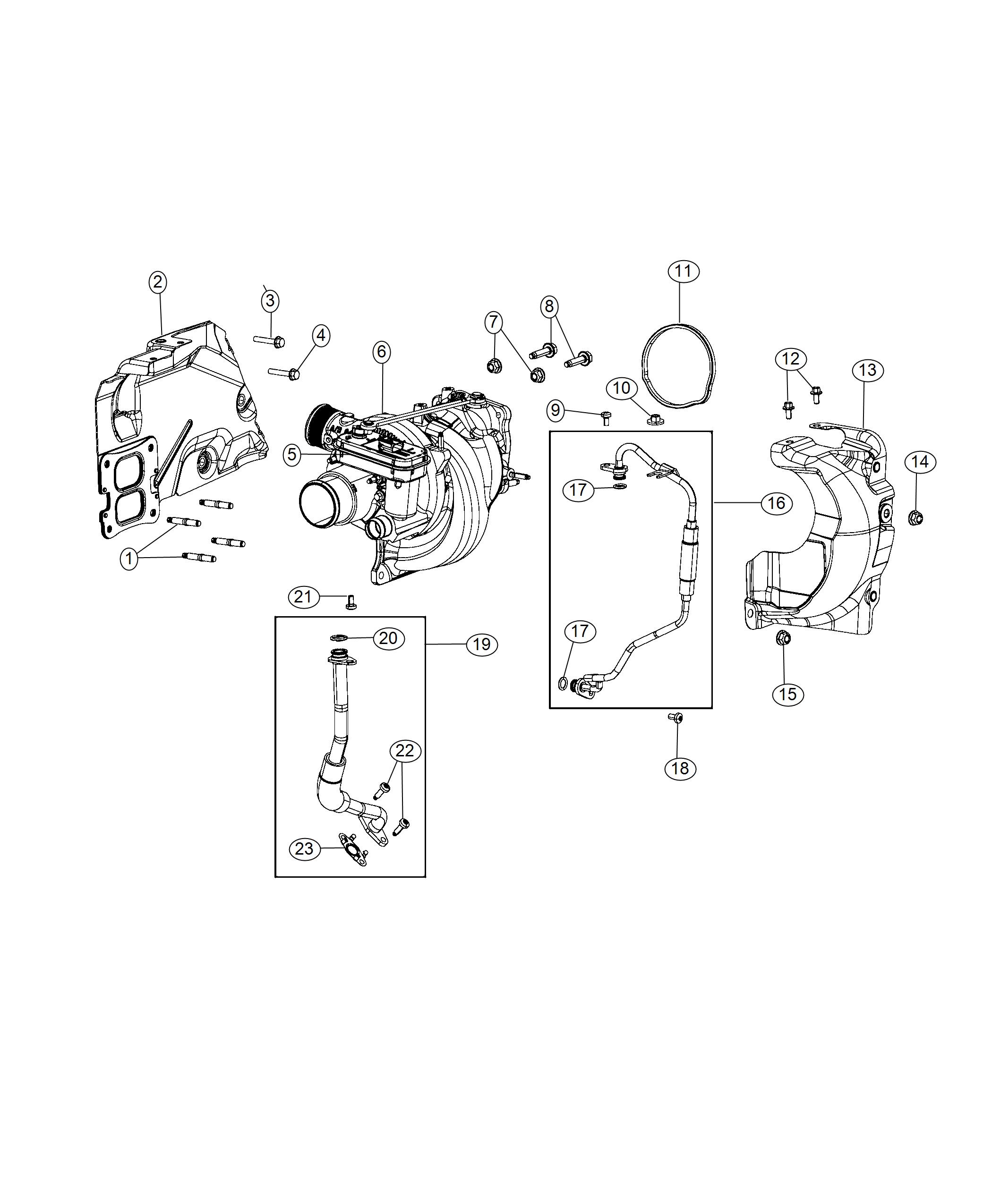 Turbocharger And Oil Hoses/Tubes 2.0L Direct Injected Turbo. Diagram