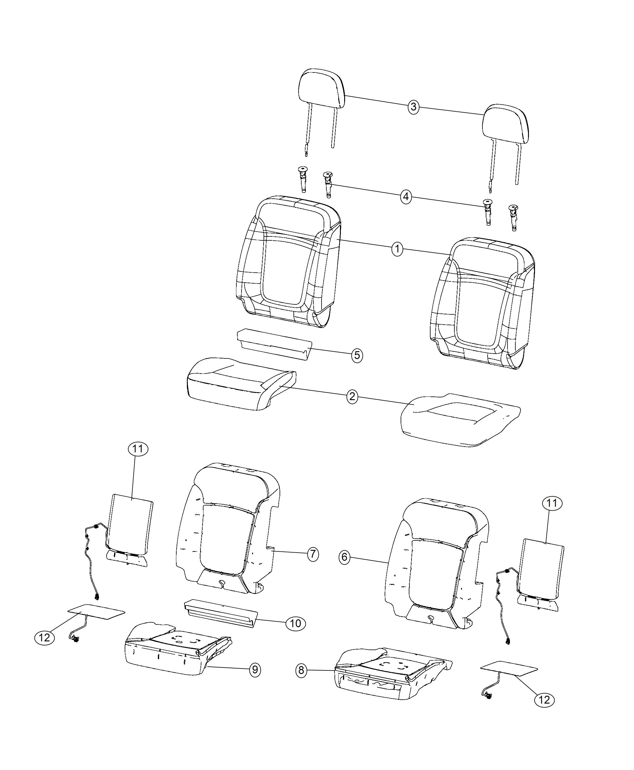 Diagram Front Seat - Bucket - Trim Code [-B7]. for your 2000 Chrysler 300  M 