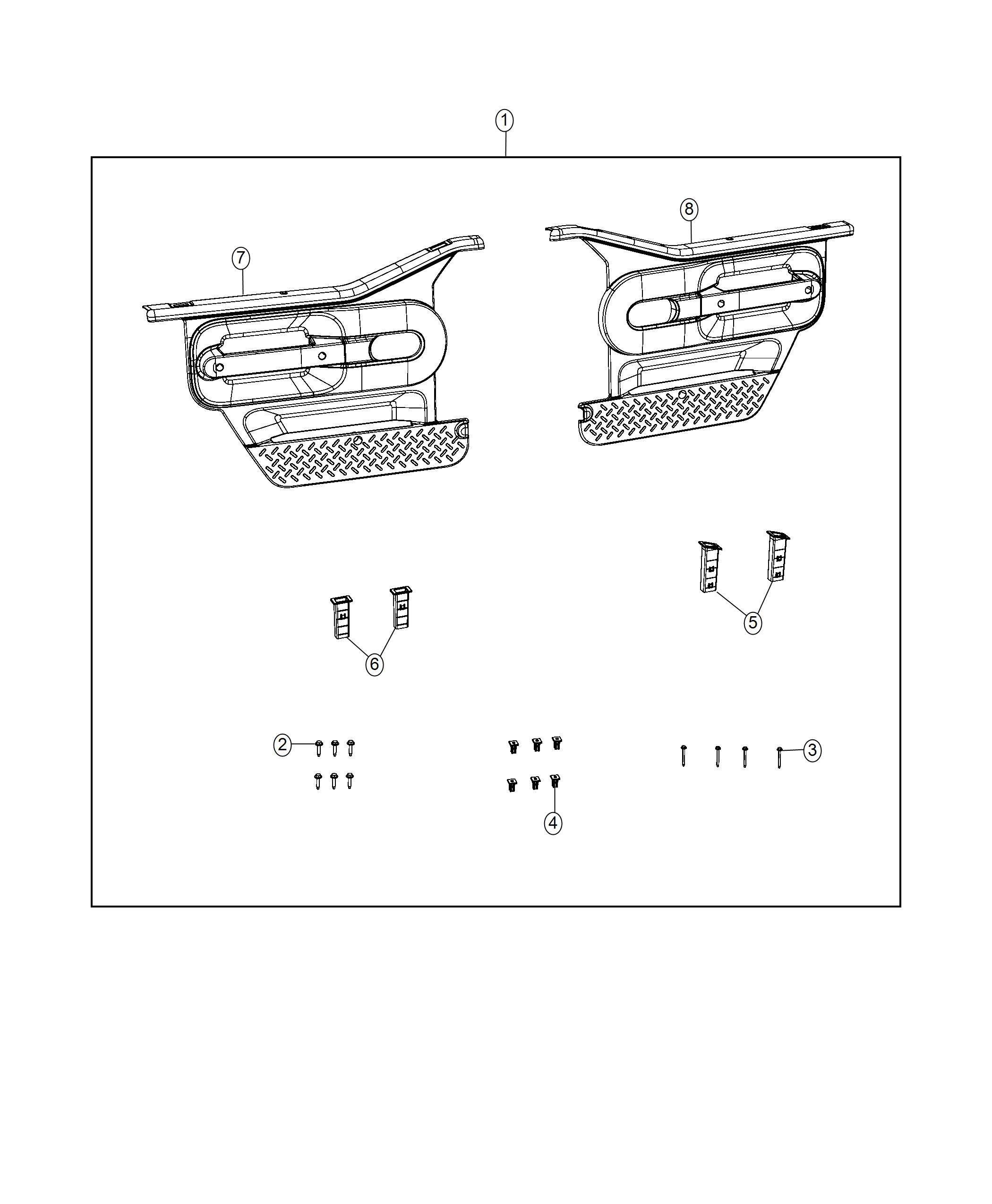 Diagram Door Kit, Front Trim. for your 2018 Jeep Wrangler Unlimited Sport  