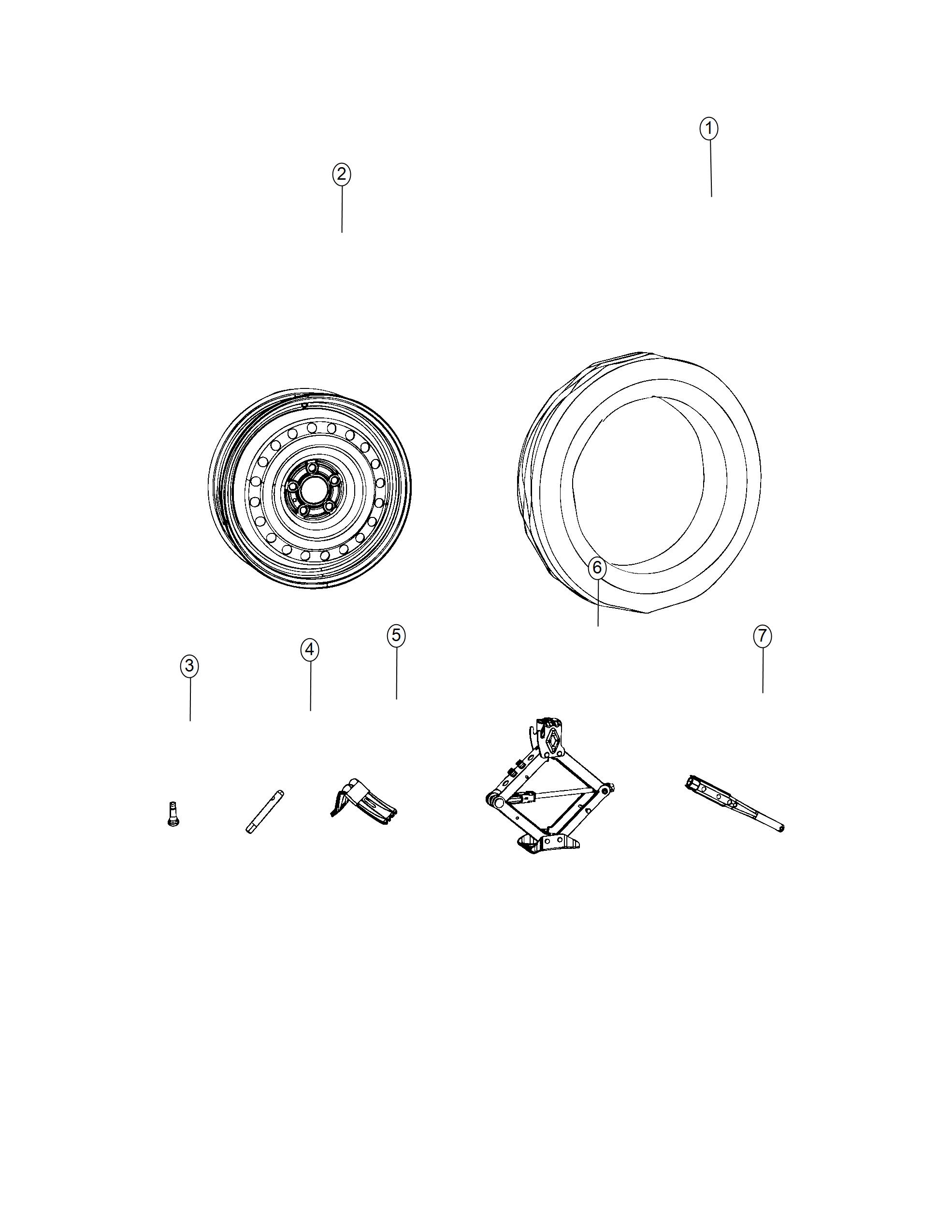 Diagram Emergency Kit, Spare Tire. for your 2019 Jeep Cherokee   