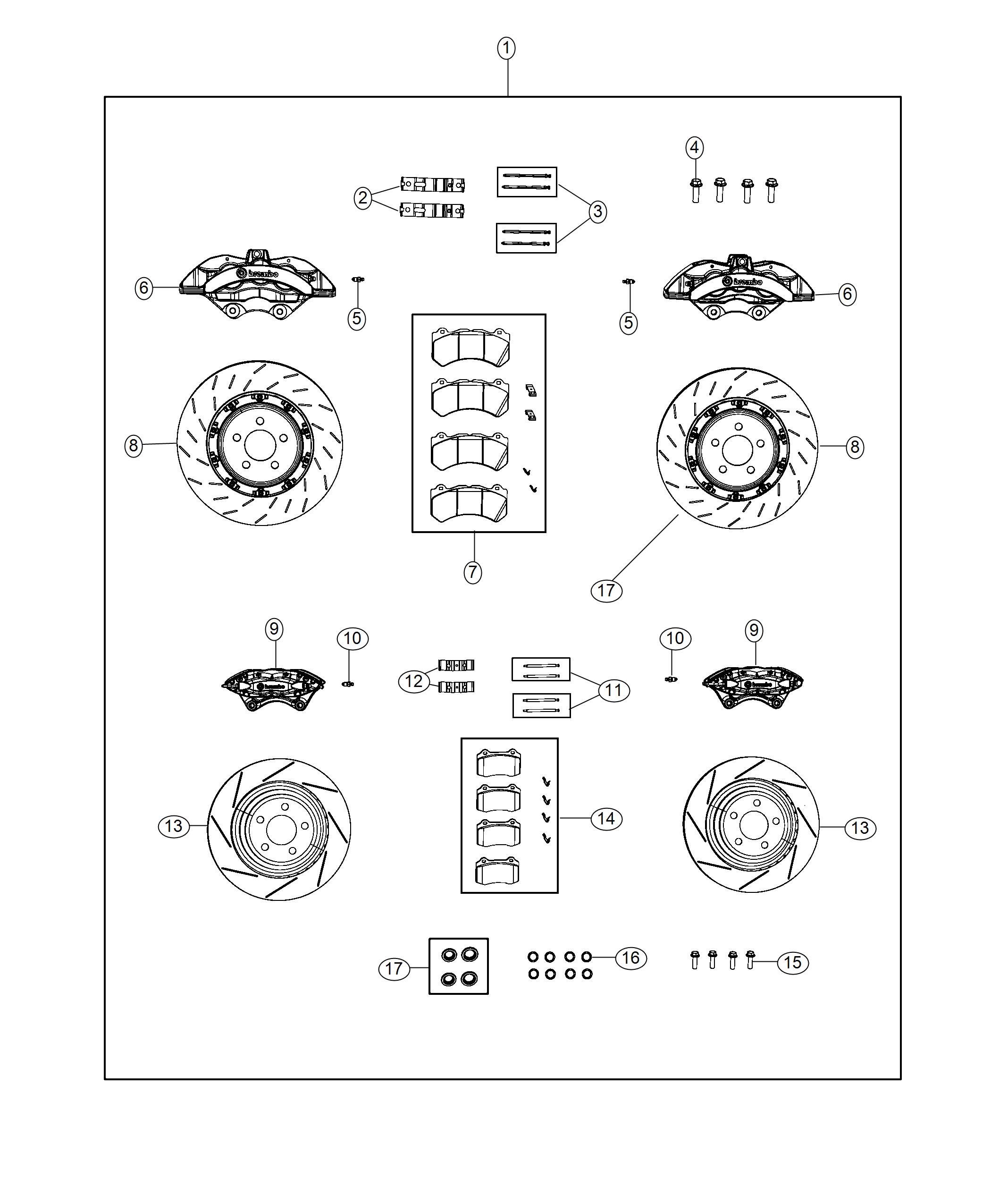 Diagram Brake Kit, Front And Rear. for your 2010 Ram 1500   