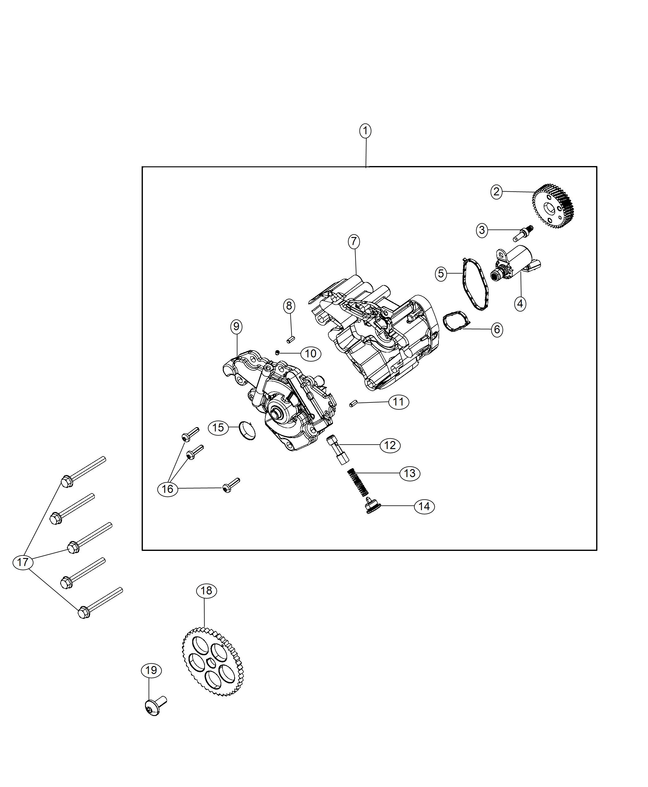 Diagram Engine Oil Pump 2.0L Direct Injected Turbo. for your 2017 Jeep Wrangler   